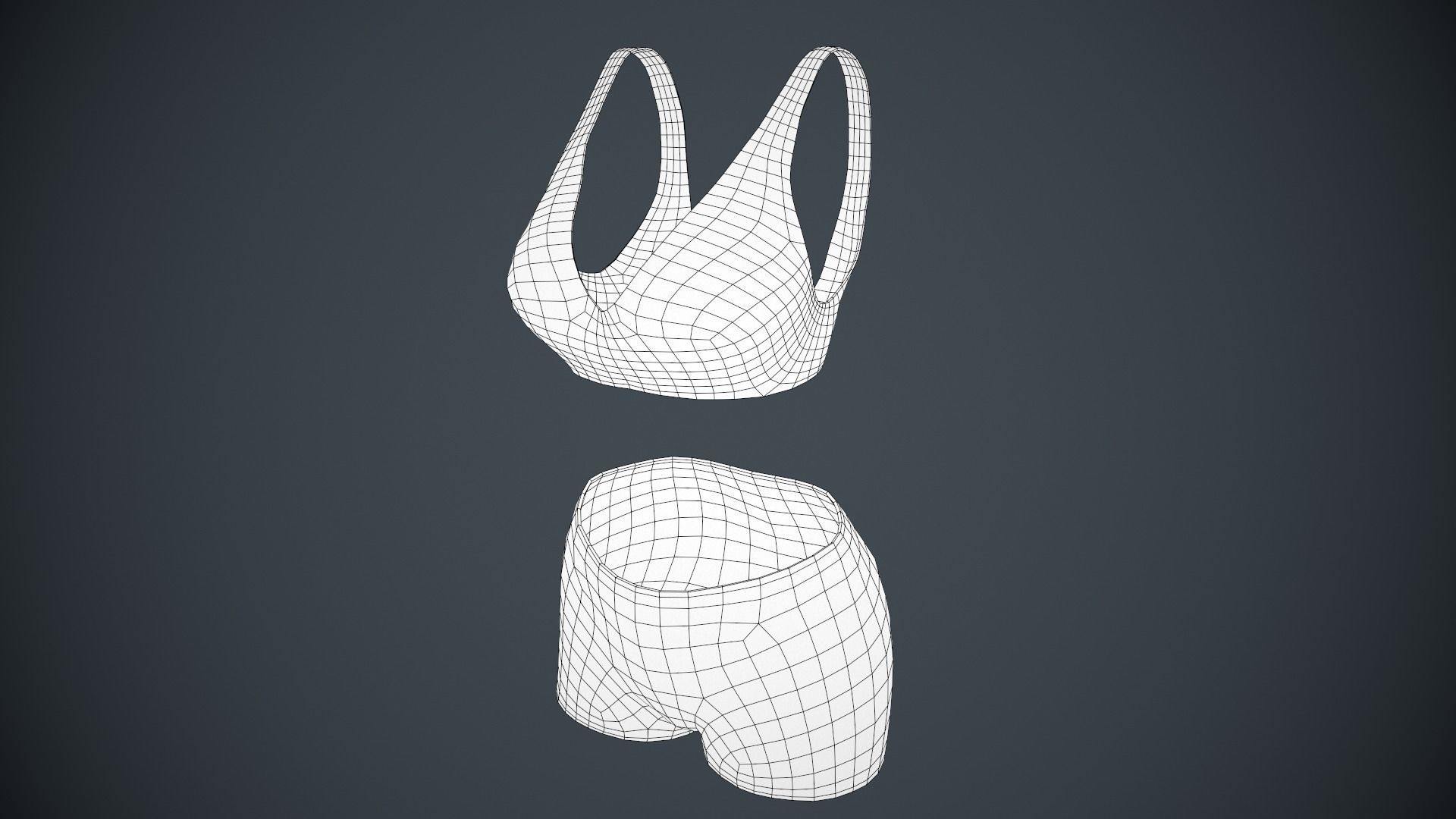 Female White Bra and Underwear Low-poly 3D model_17