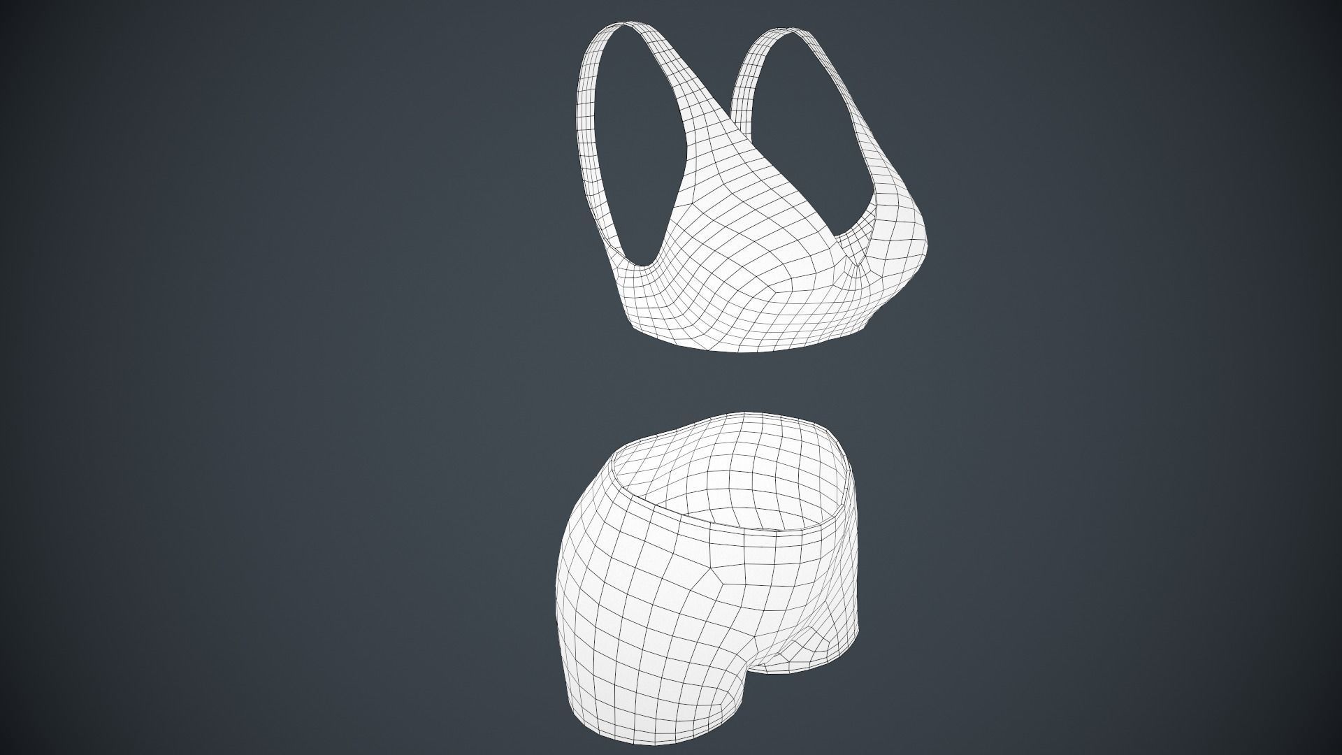 Female White Bra and Underwear Low-poly 3D model_11