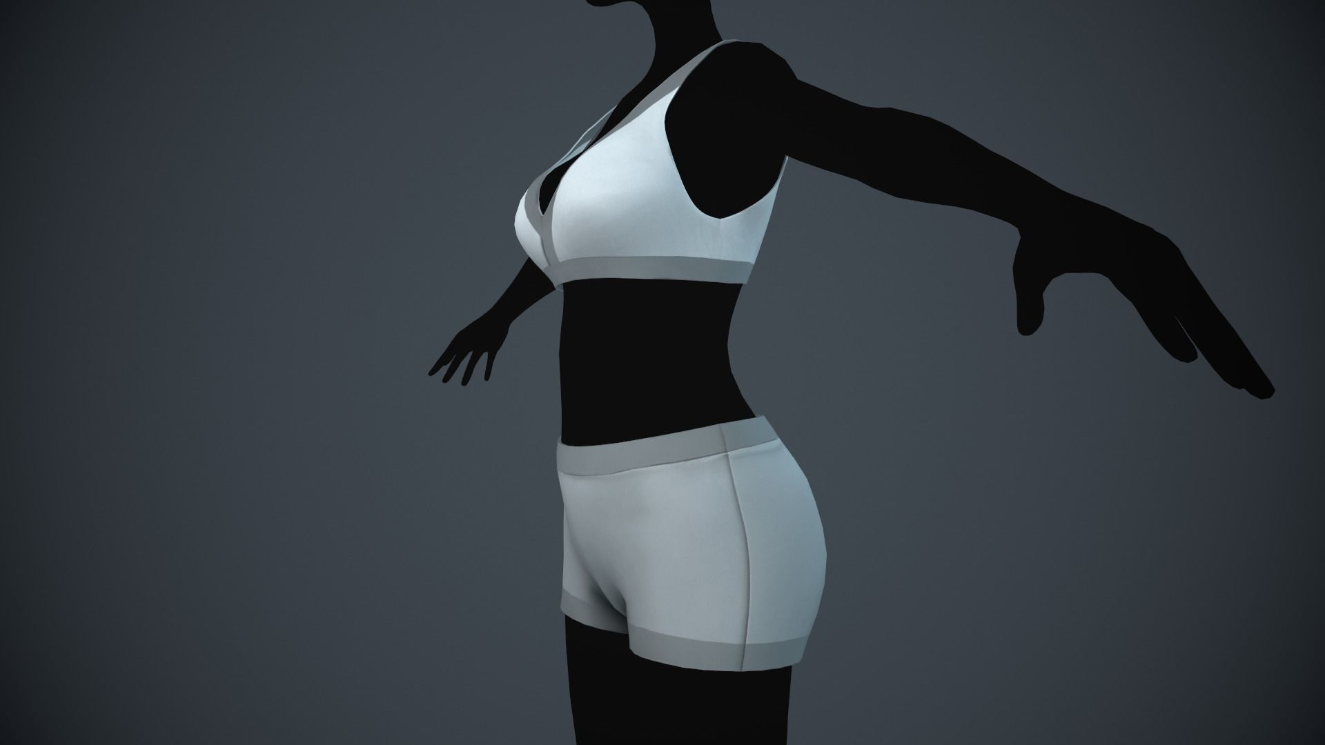 Female White Bra and Underwear Low-poly 3D model_4