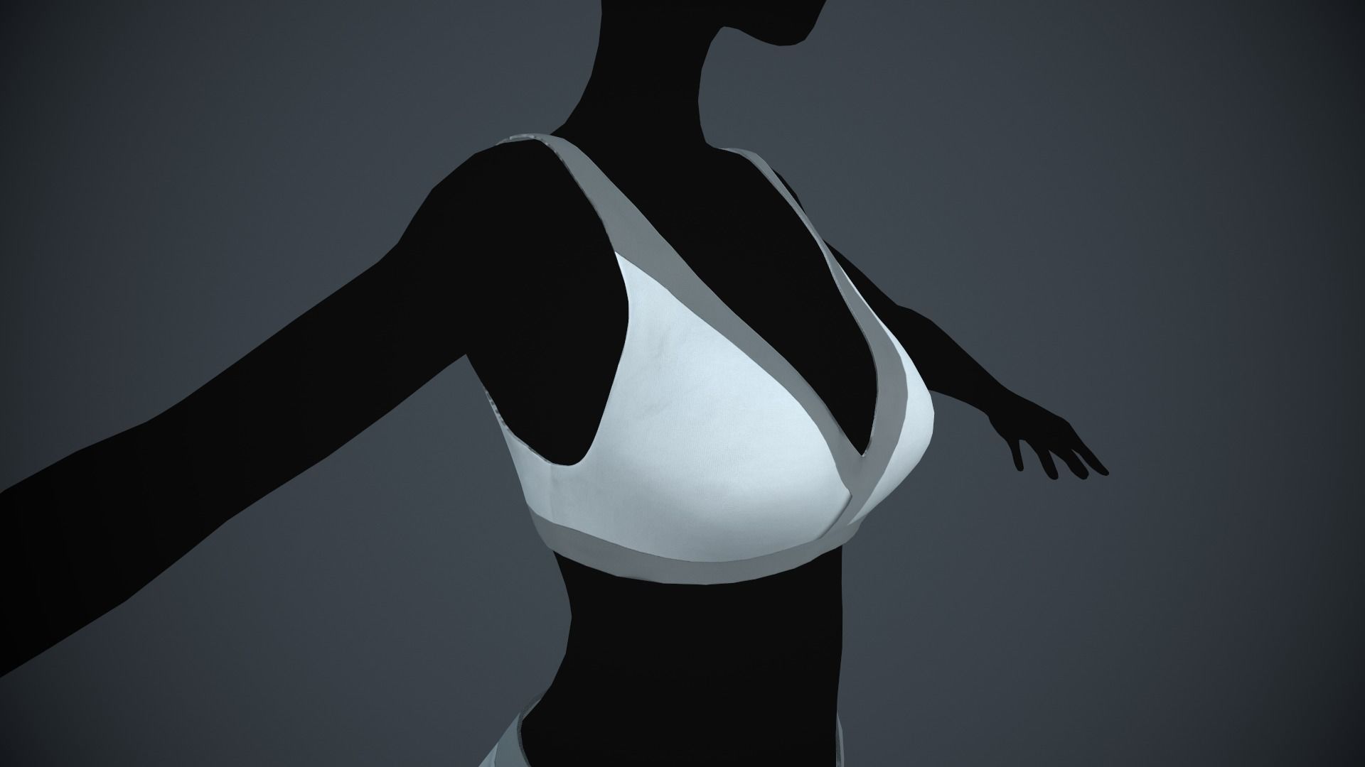 Female White Bra and Underwear Low-poly 3D model_8