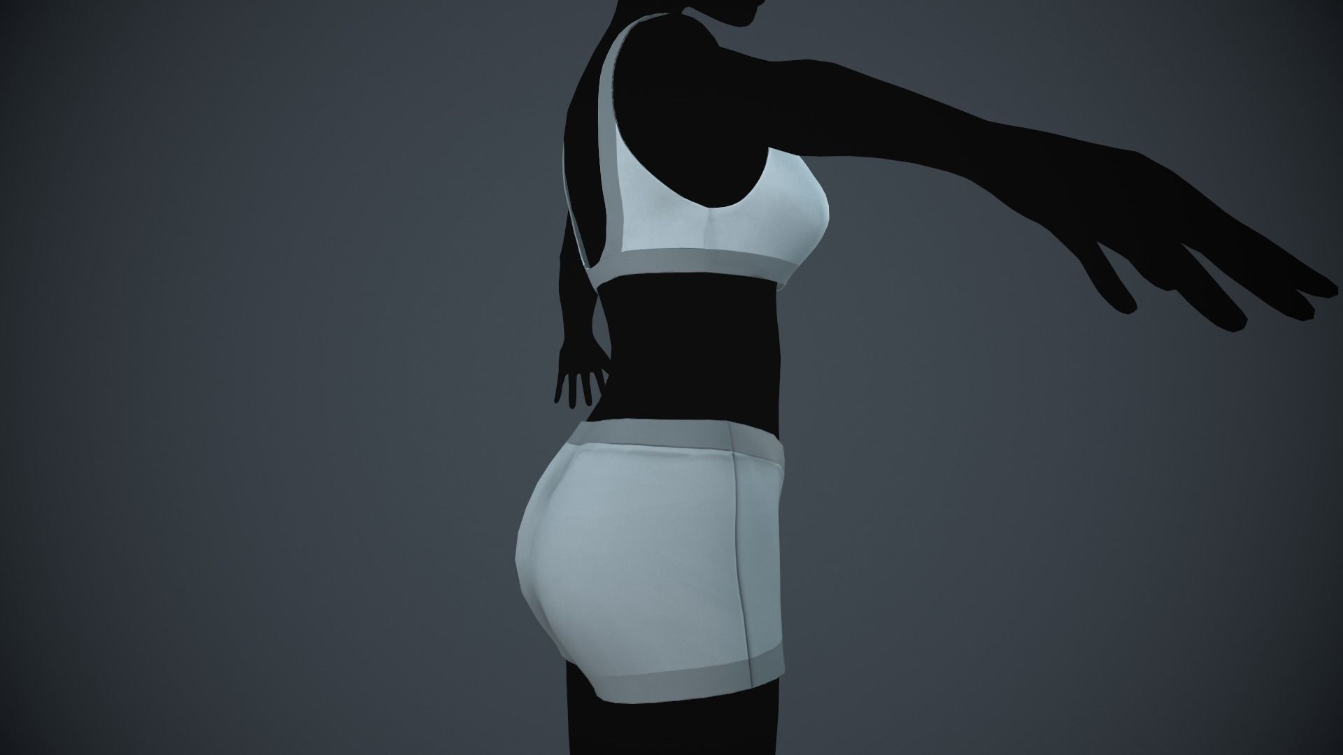 Female White Bra and Underwear Low-poly 3D model_2