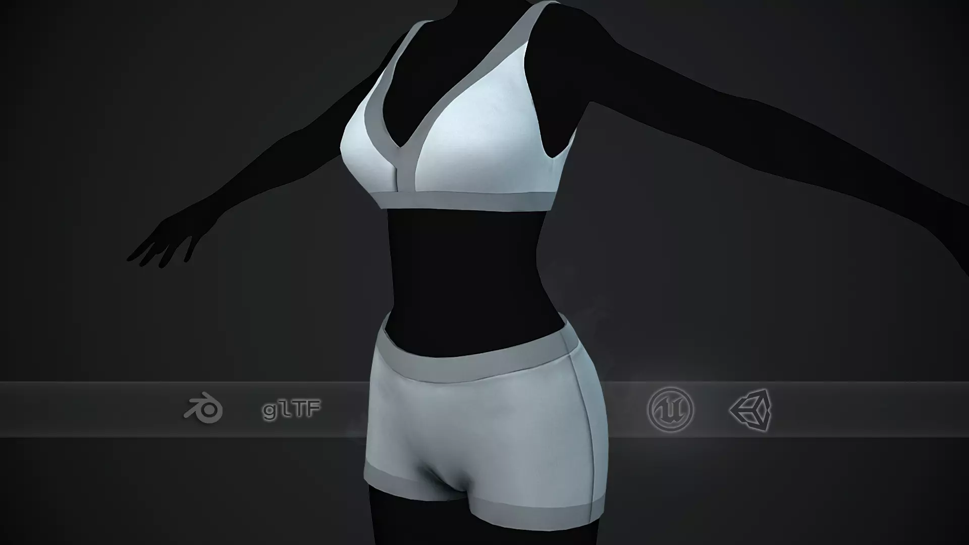 Female White Bra and Underwear Low-poly 3D model_0