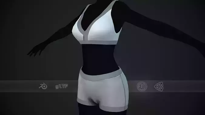 Female White Bra and Underwear Low-poly 3D model