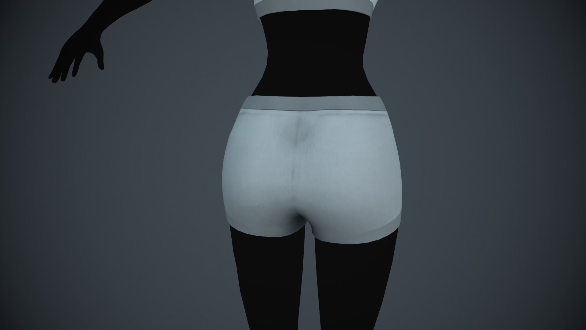 Female White Bra and Underwear Low-poly 3D model_10