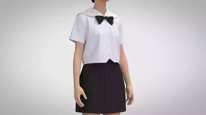 Sailor Collar School Uniform 2 3D model