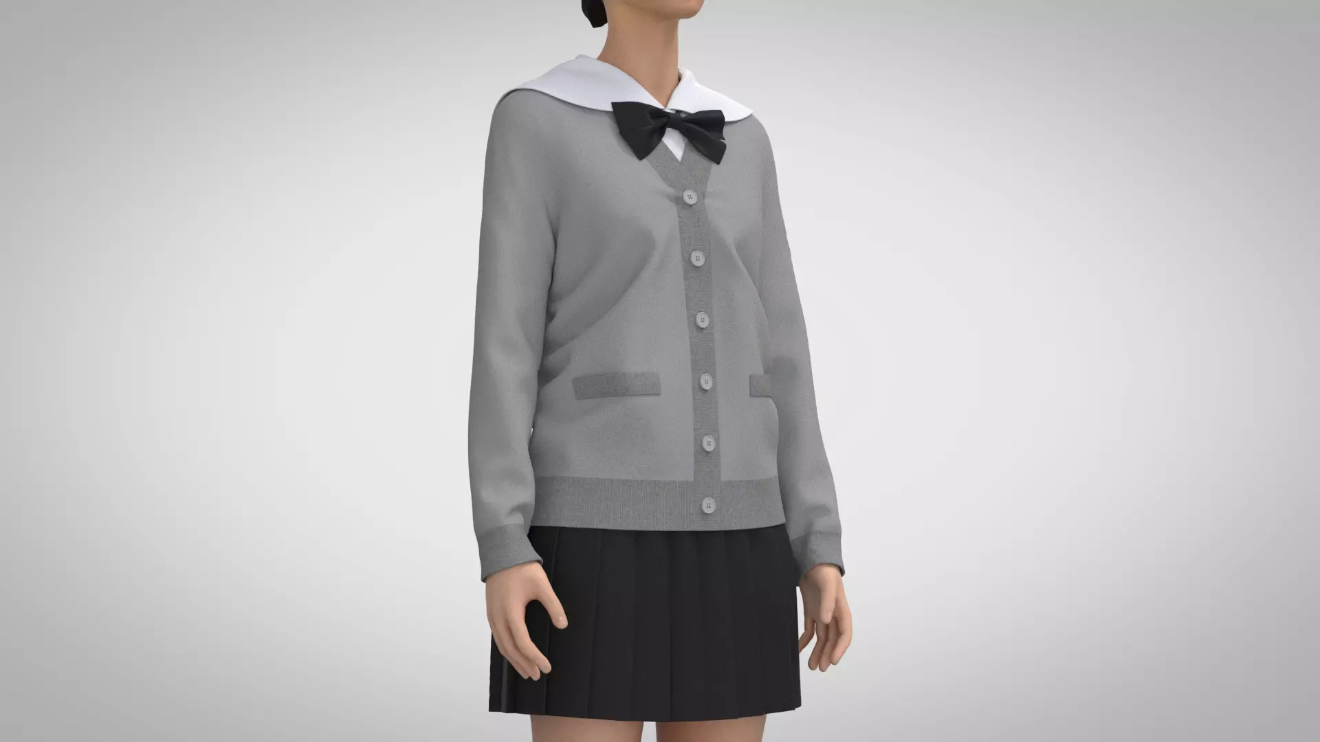 Cardigan school uniform 3D model_0