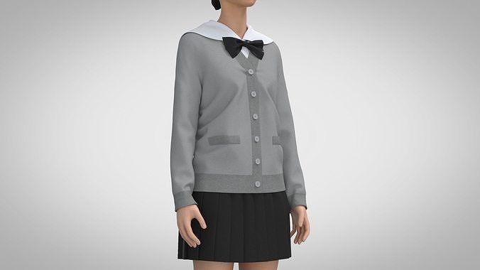Cardigan school uniform 3D model