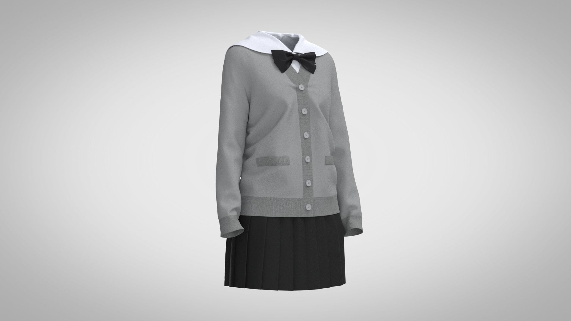 Cardigan school uniform 3D model_4
