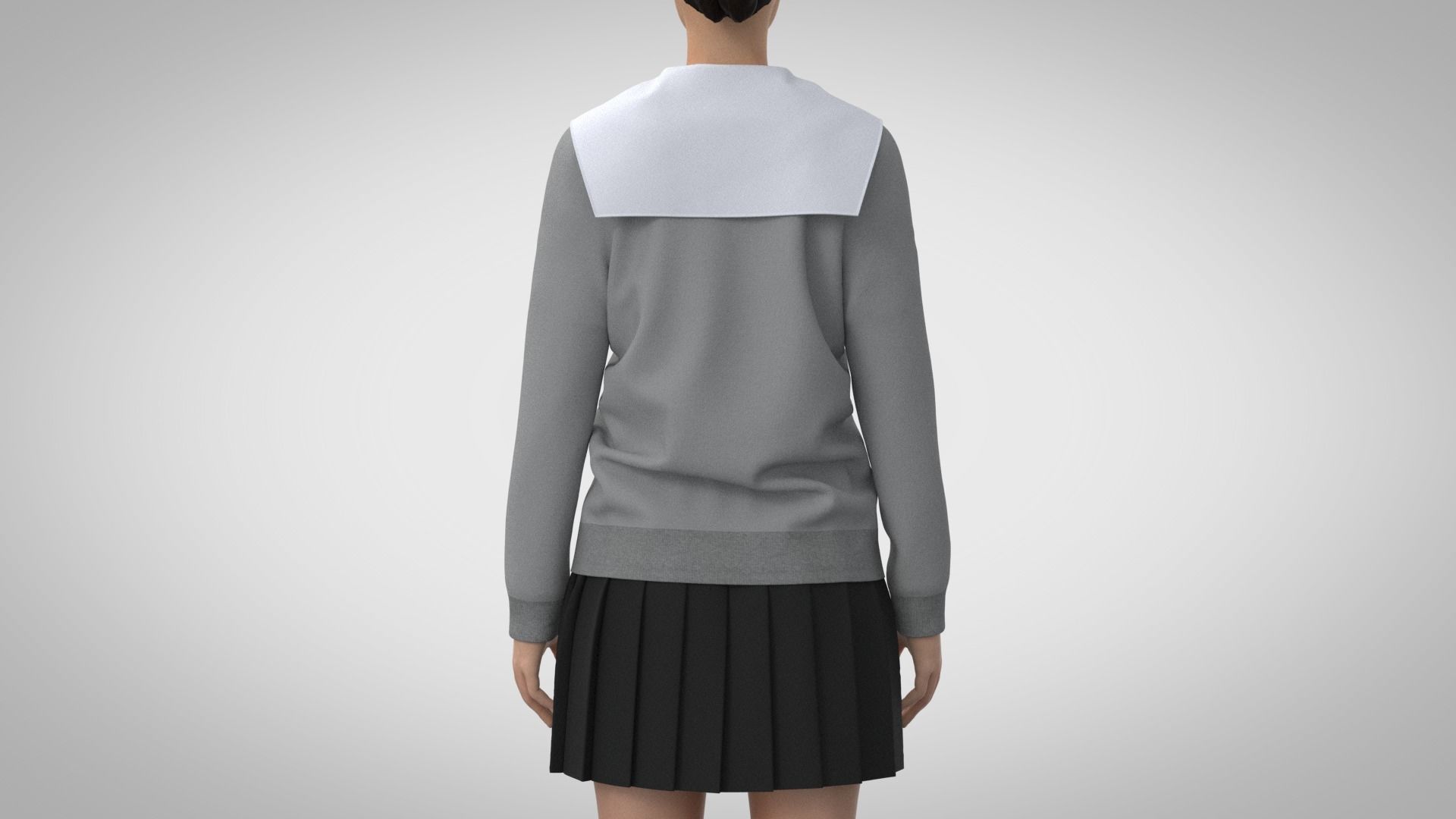 Cardigan school uniform 3D model_3