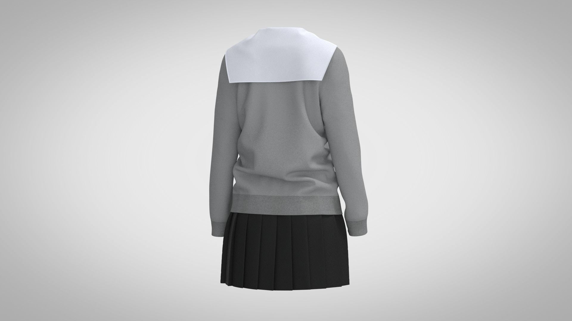 Cardigan school uniform 3D model_7