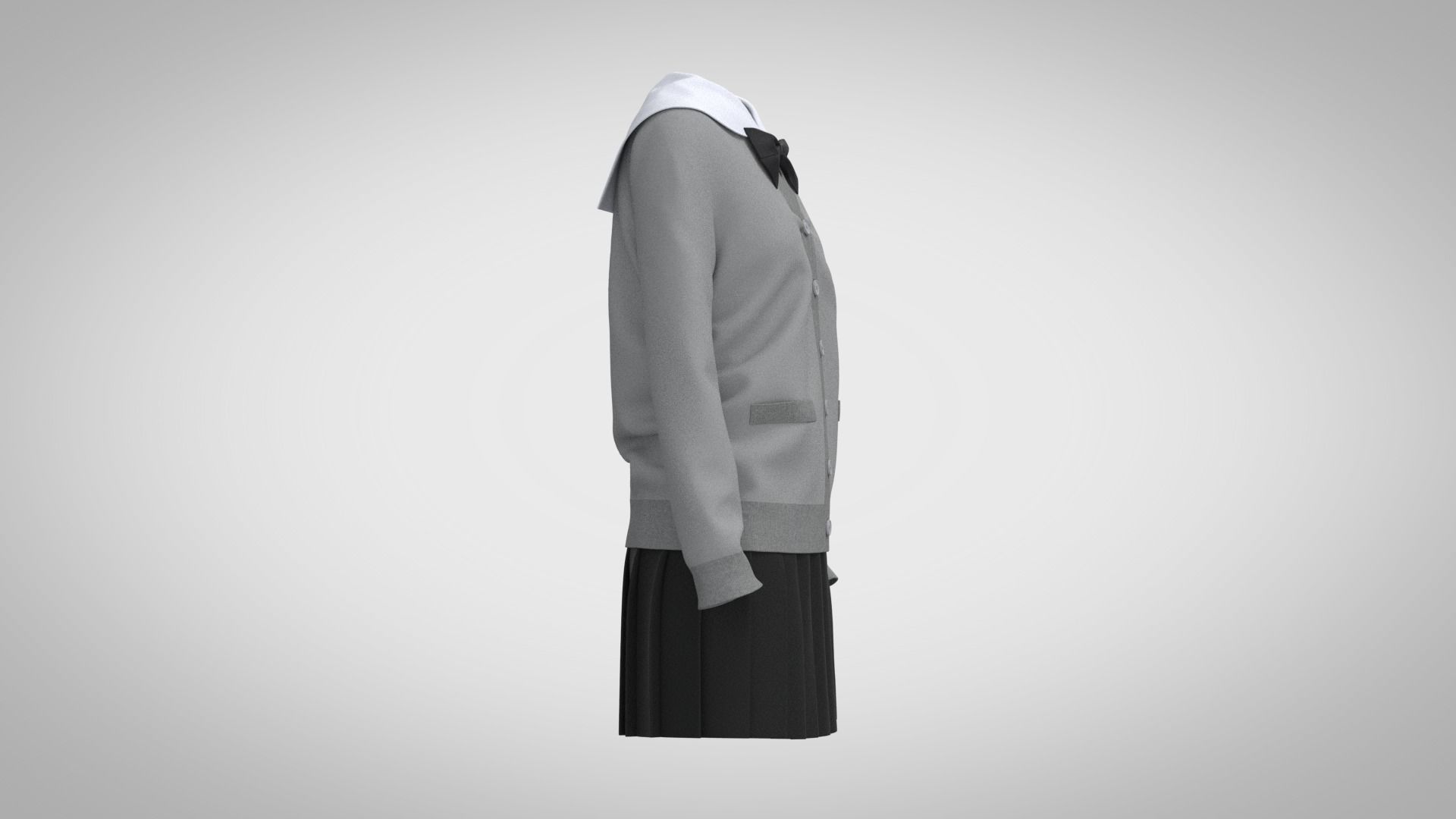 Cardigan school uniform 3D model_5