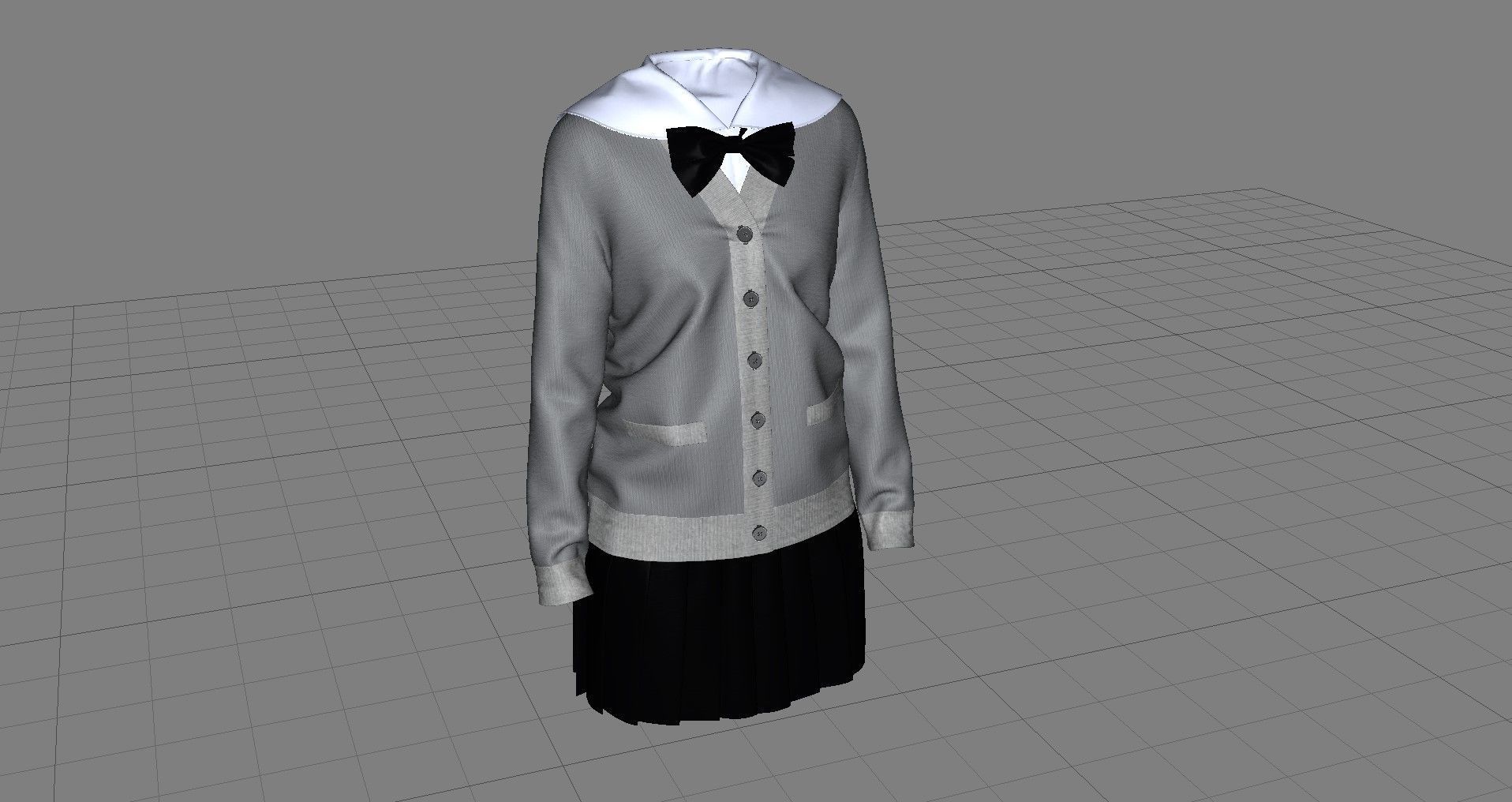 Cardigan school uniform 3D model_8