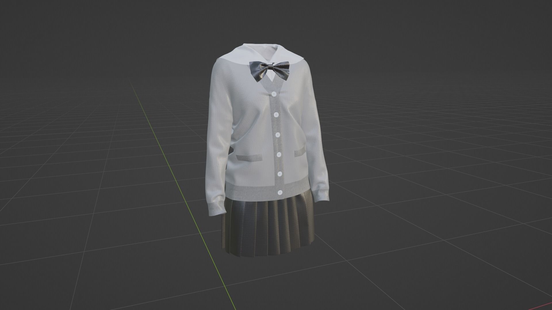 Cardigan school uniform 3D model_9