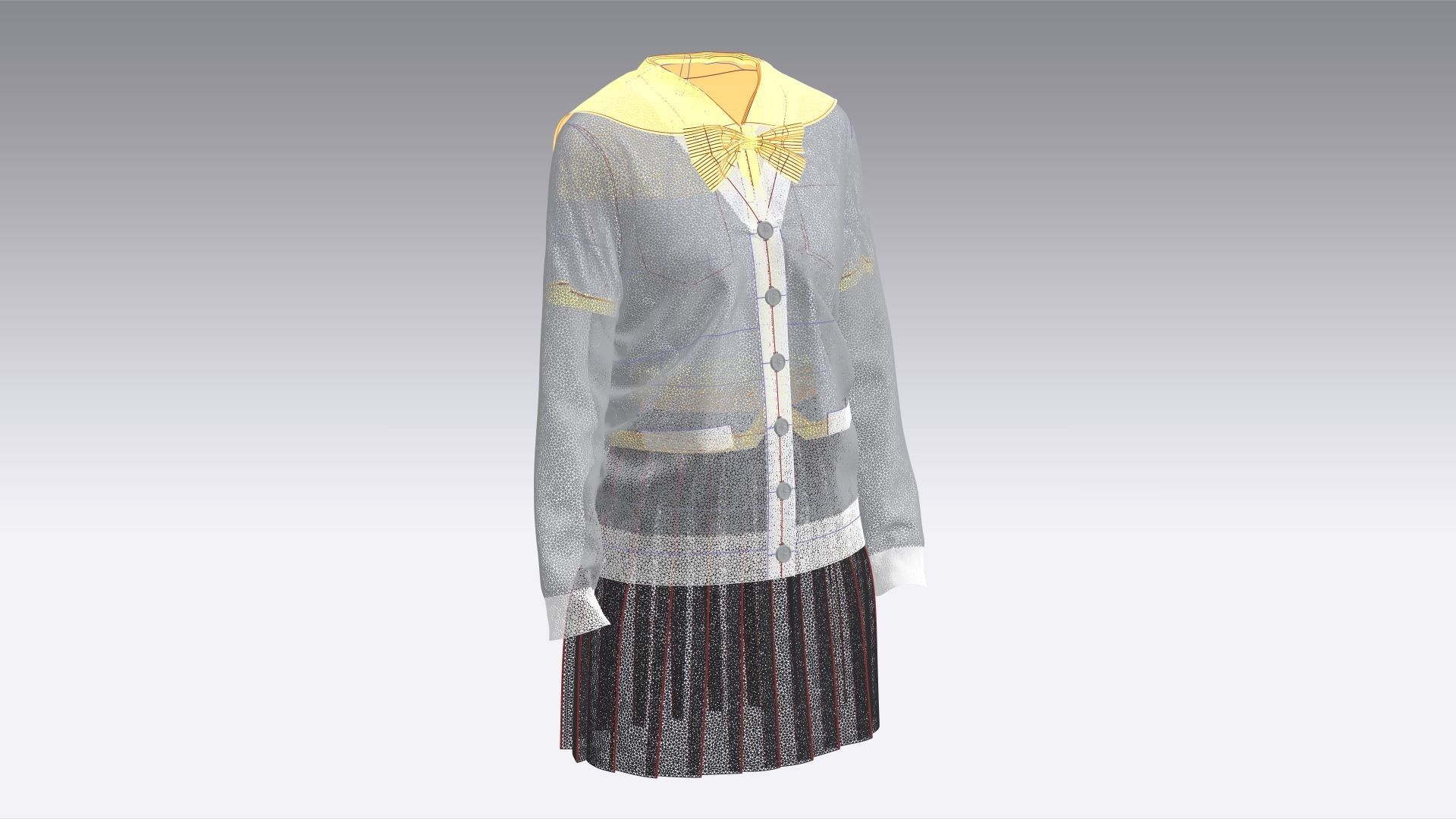 Cardigan school uniform 3D model_11