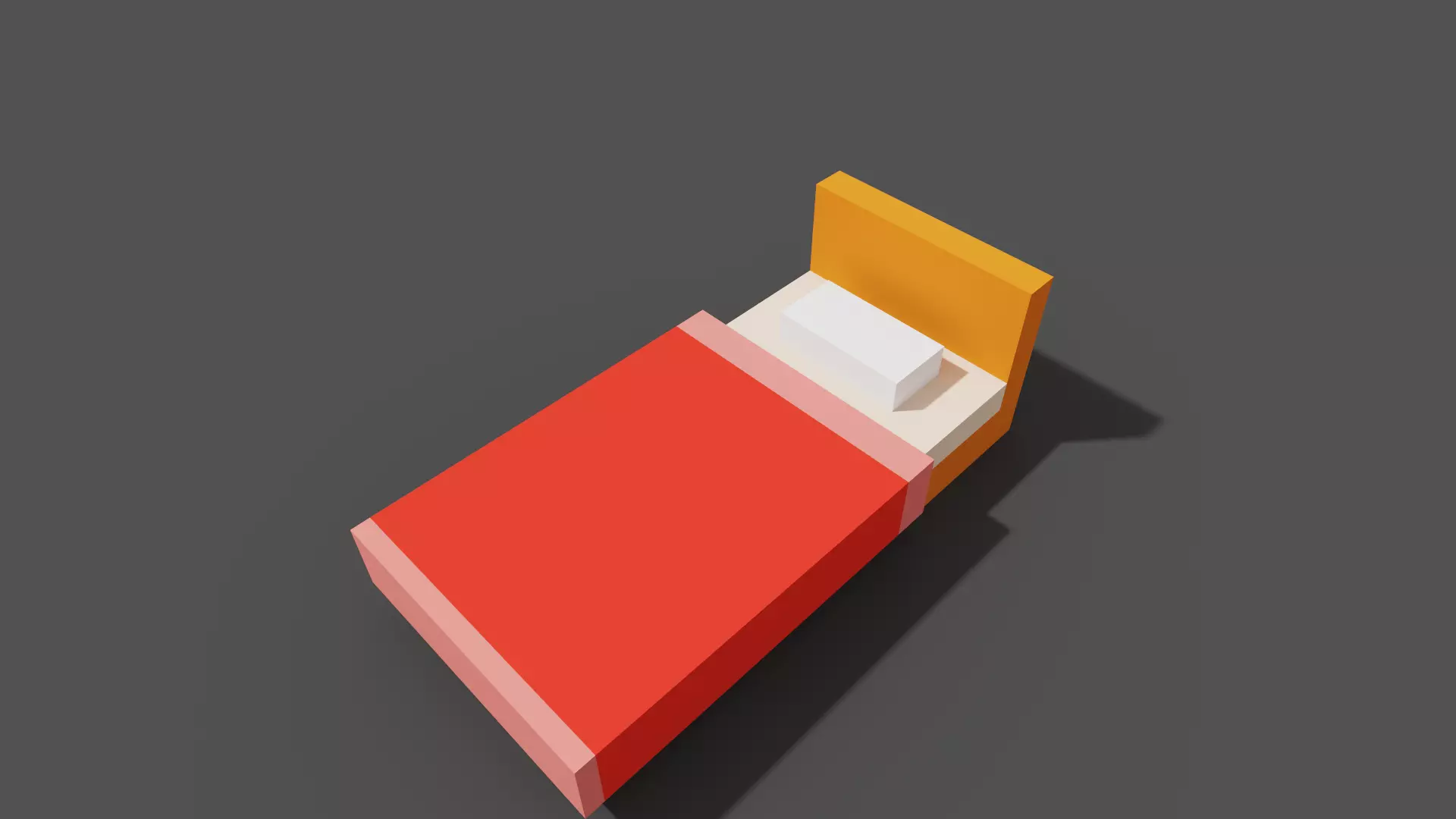 Pixelated low-poly single bed Low-poly 3D model_0