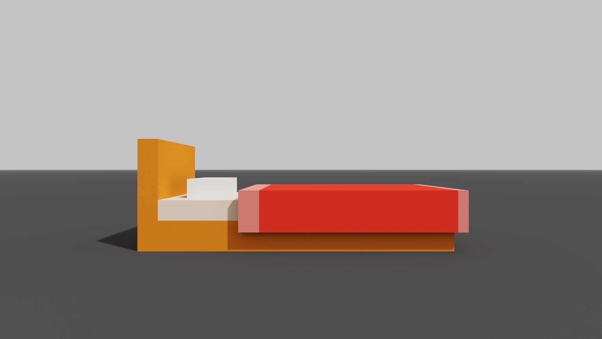 Pixelated low-poly single bed Low-poly 3D model_5