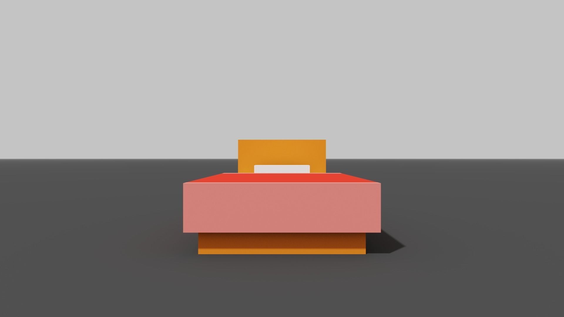 Pixelated low-poly single bed Low-poly 3D model_2