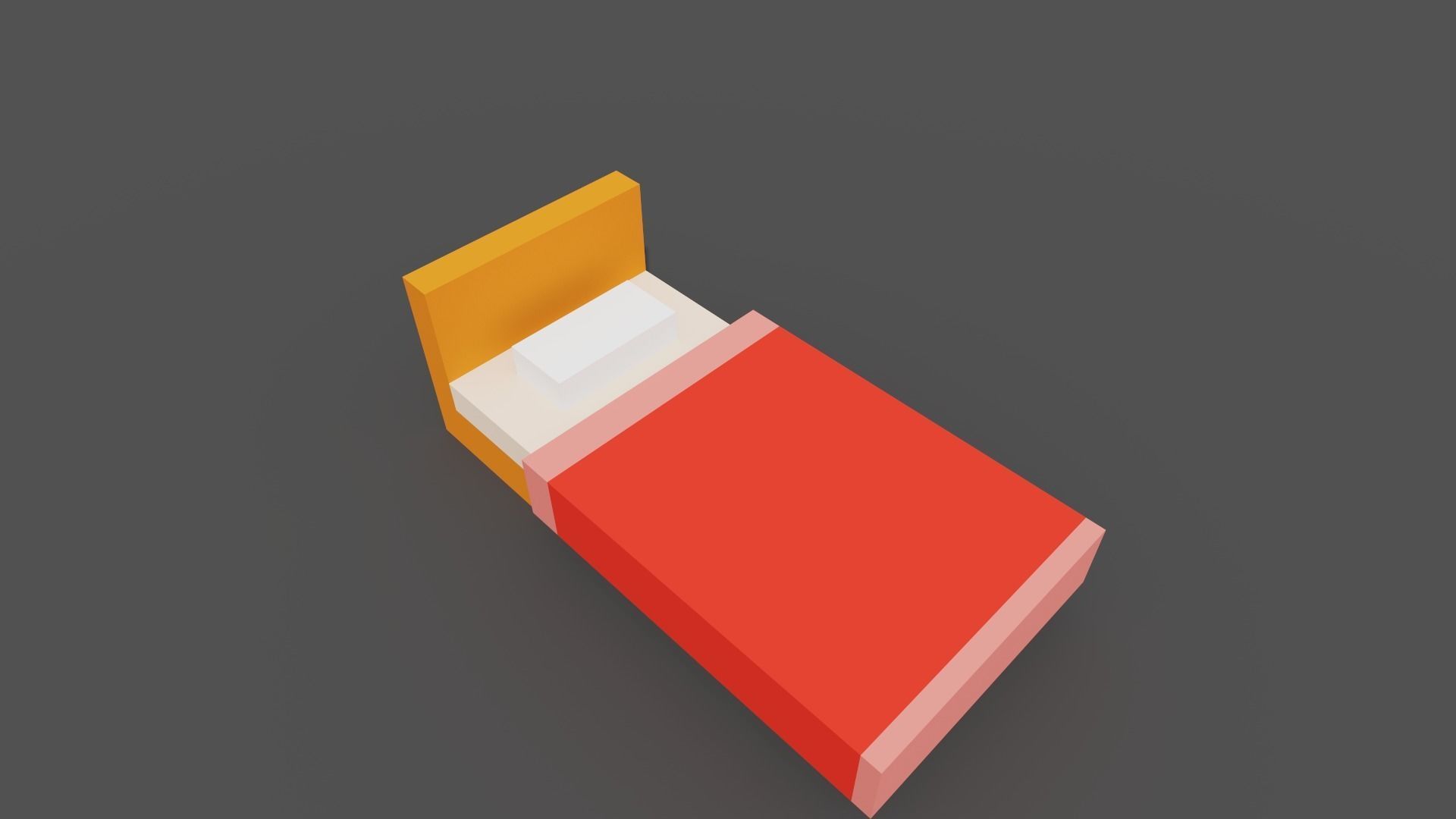 Pixelated low-poly single bed Low-poly 3D model_3