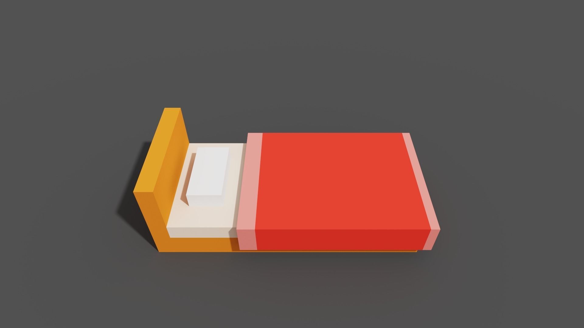 Pixelated low-poly single bed Low-poly 3D model_4