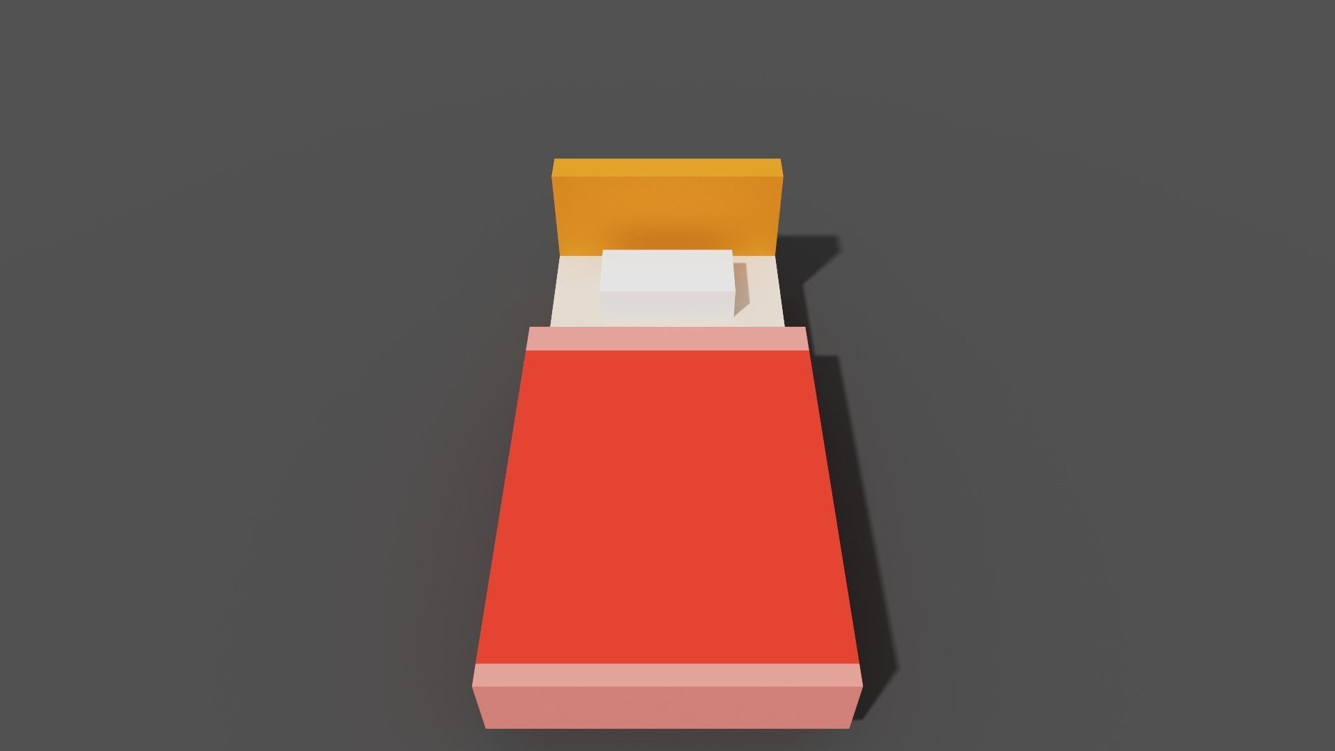 Pixelated low-poly single bed Low-poly 3D model_1
