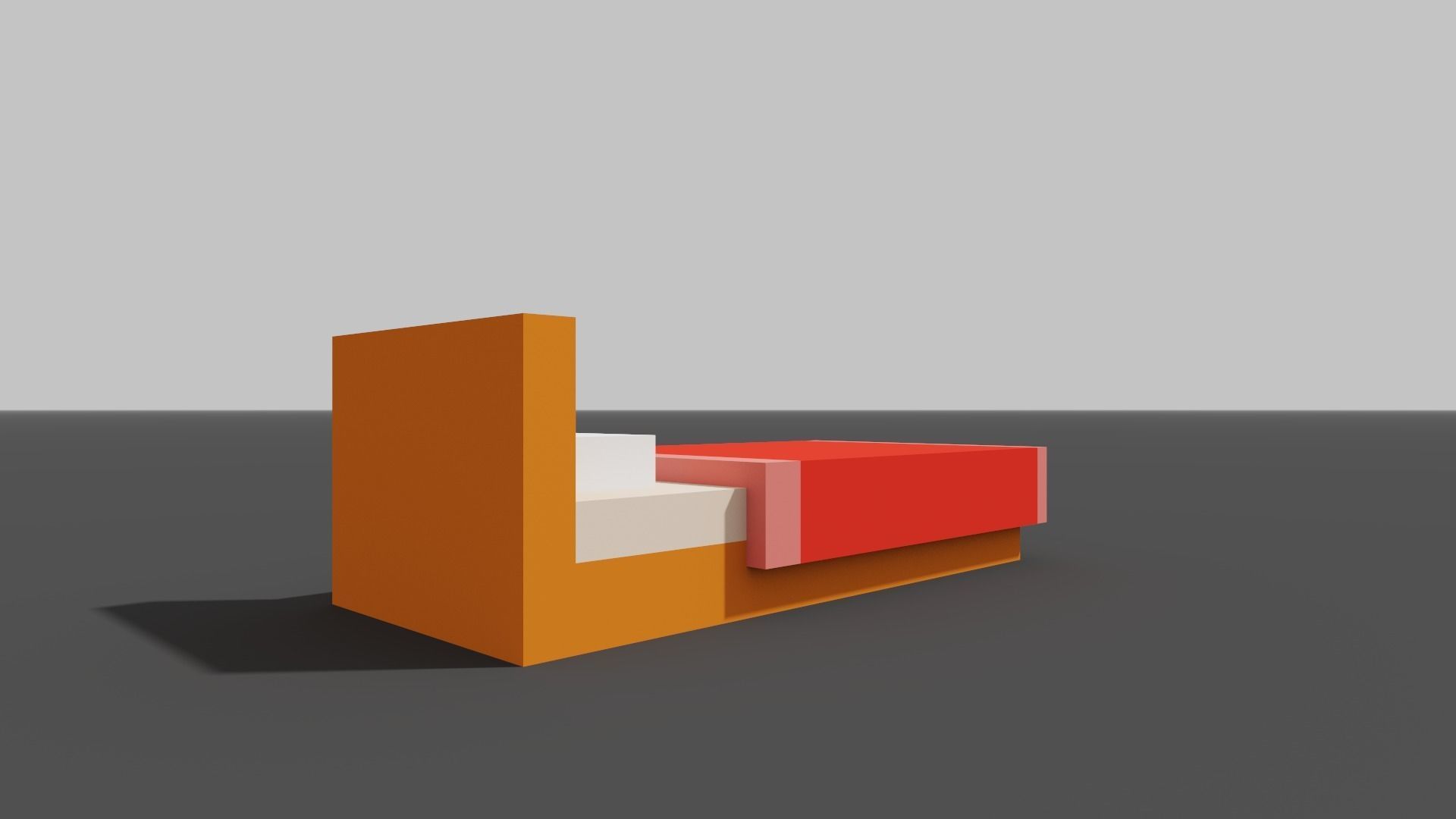 Pixelated low-poly single bed Low-poly 3D model_6