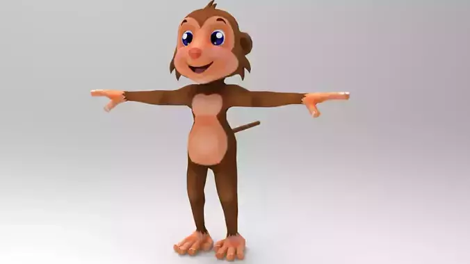 Monkey Model cartoon Low-poly 3D model