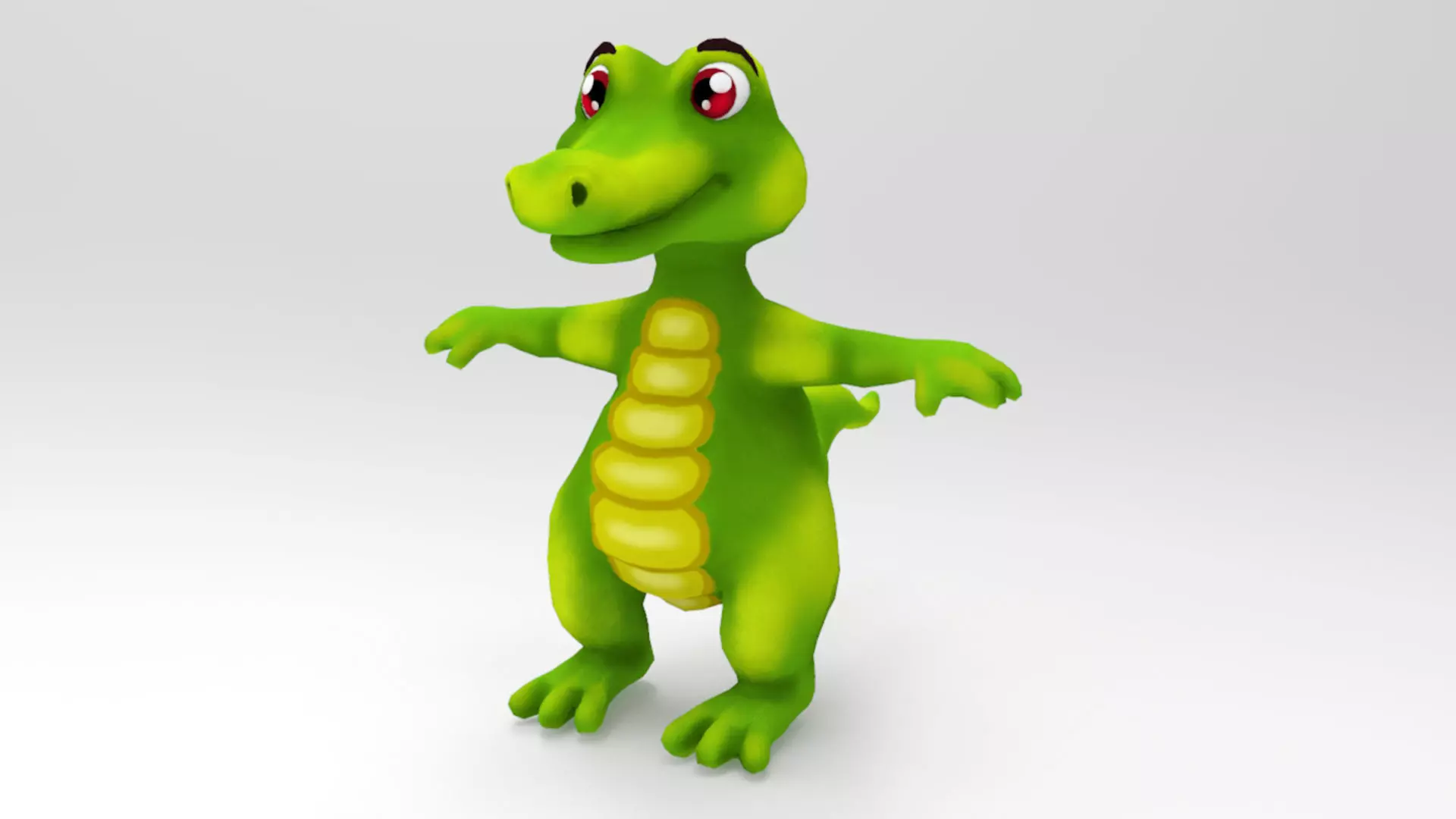 Crocodile Cartoon Low-poly 3D model_0