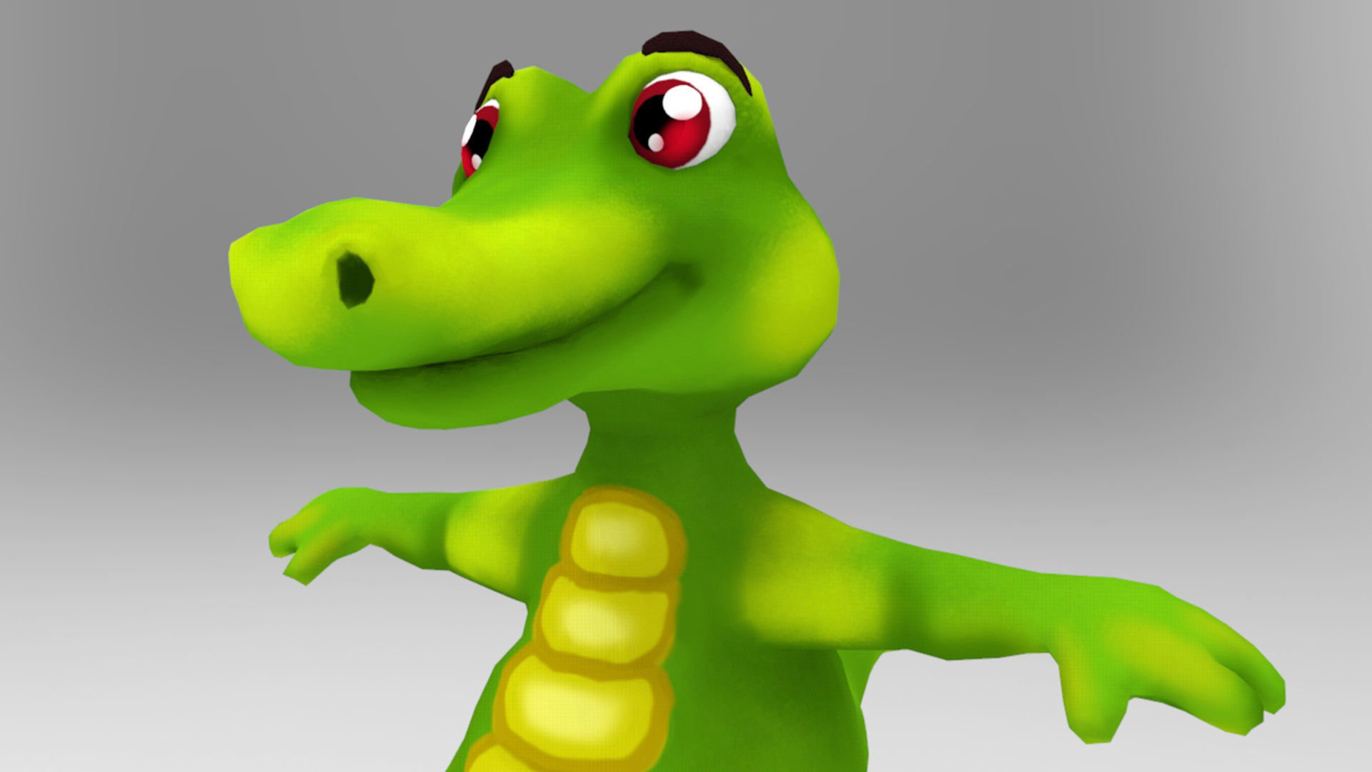 Crocodile Cartoon Low-poly 3D model_4