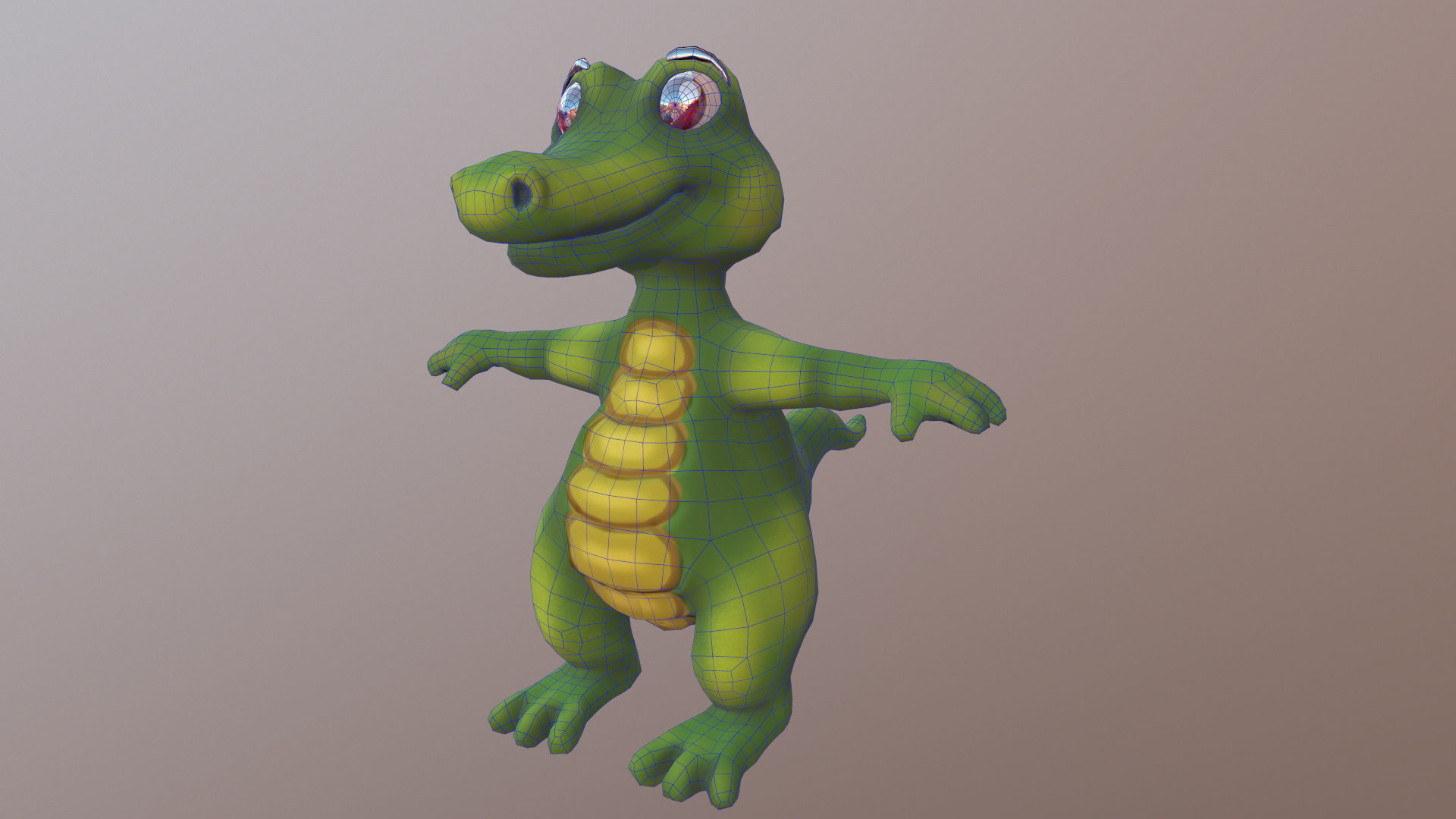 Crocodile Cartoon Low-poly 3D model_5