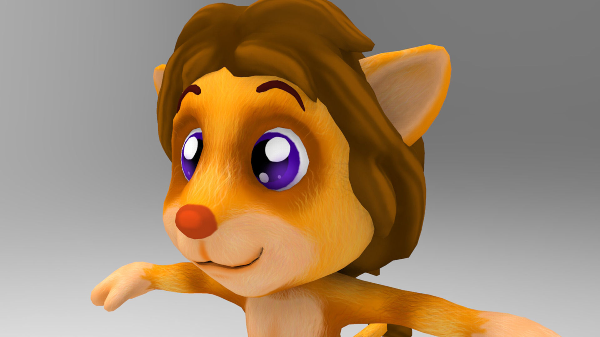 Lion Cartoon Low-poly 3D model_3