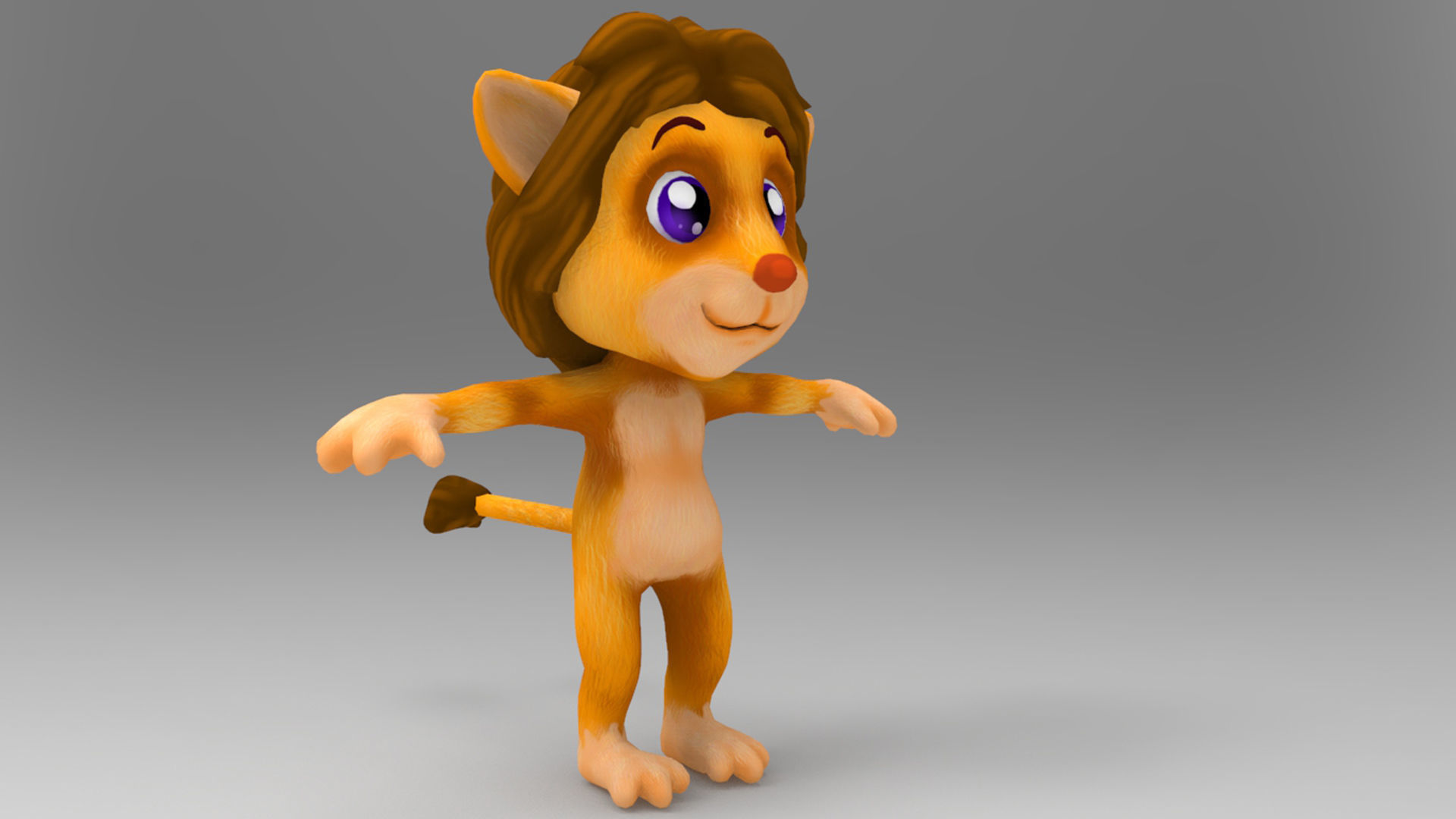 Lion Cartoon Low-poly 3D model_1