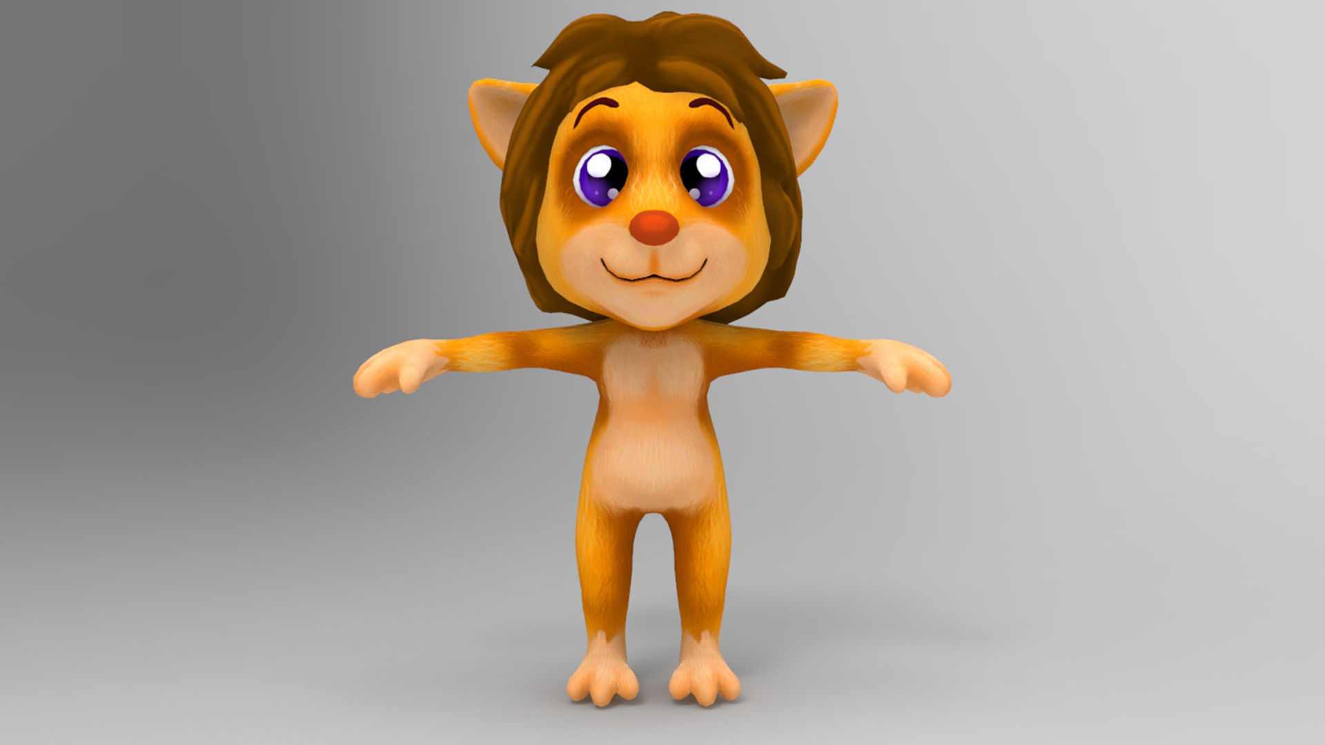 Lion Cartoon Low-poly 3D model_4