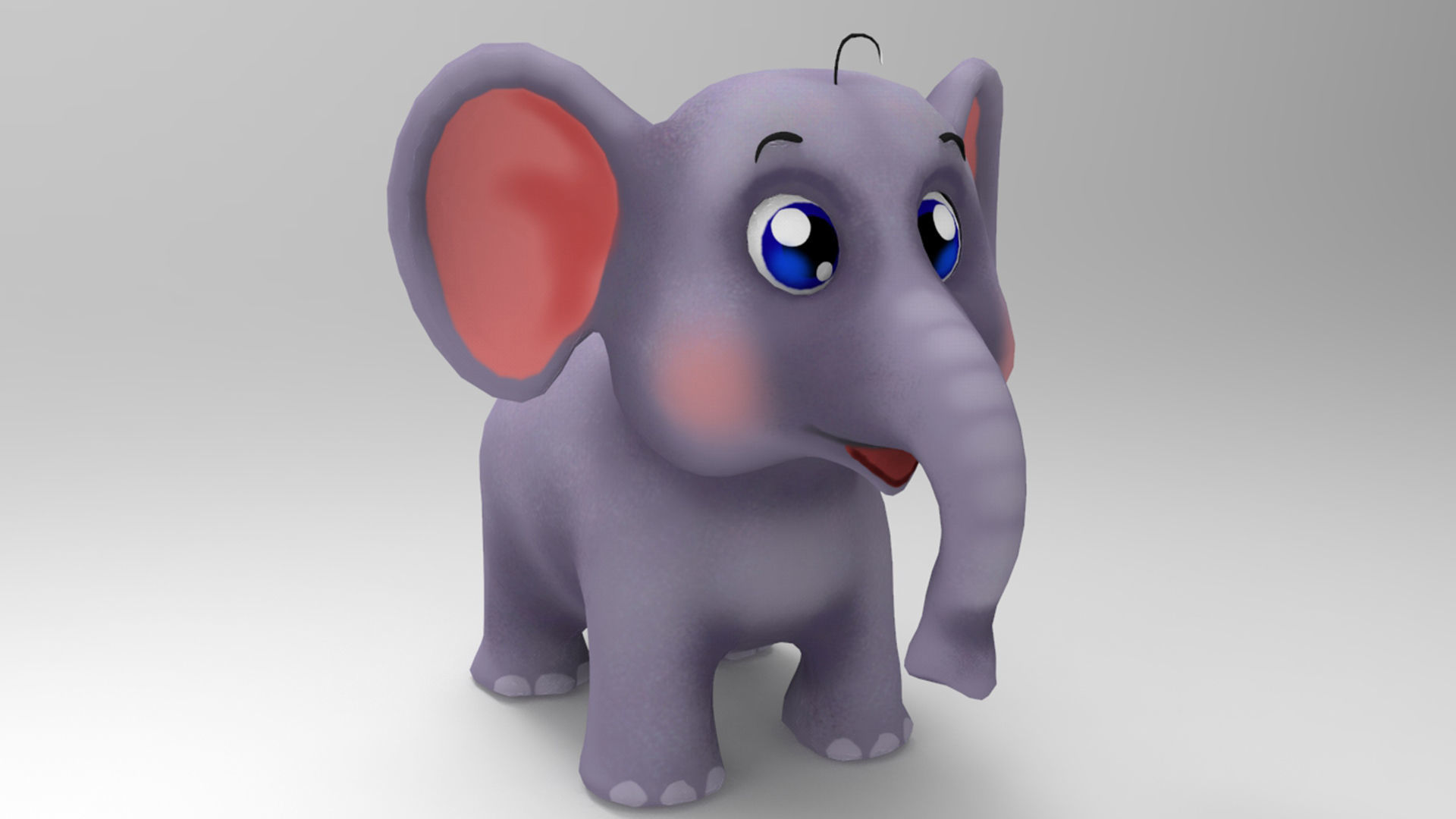 Elephant Cartoon Low-poly 3D model_1