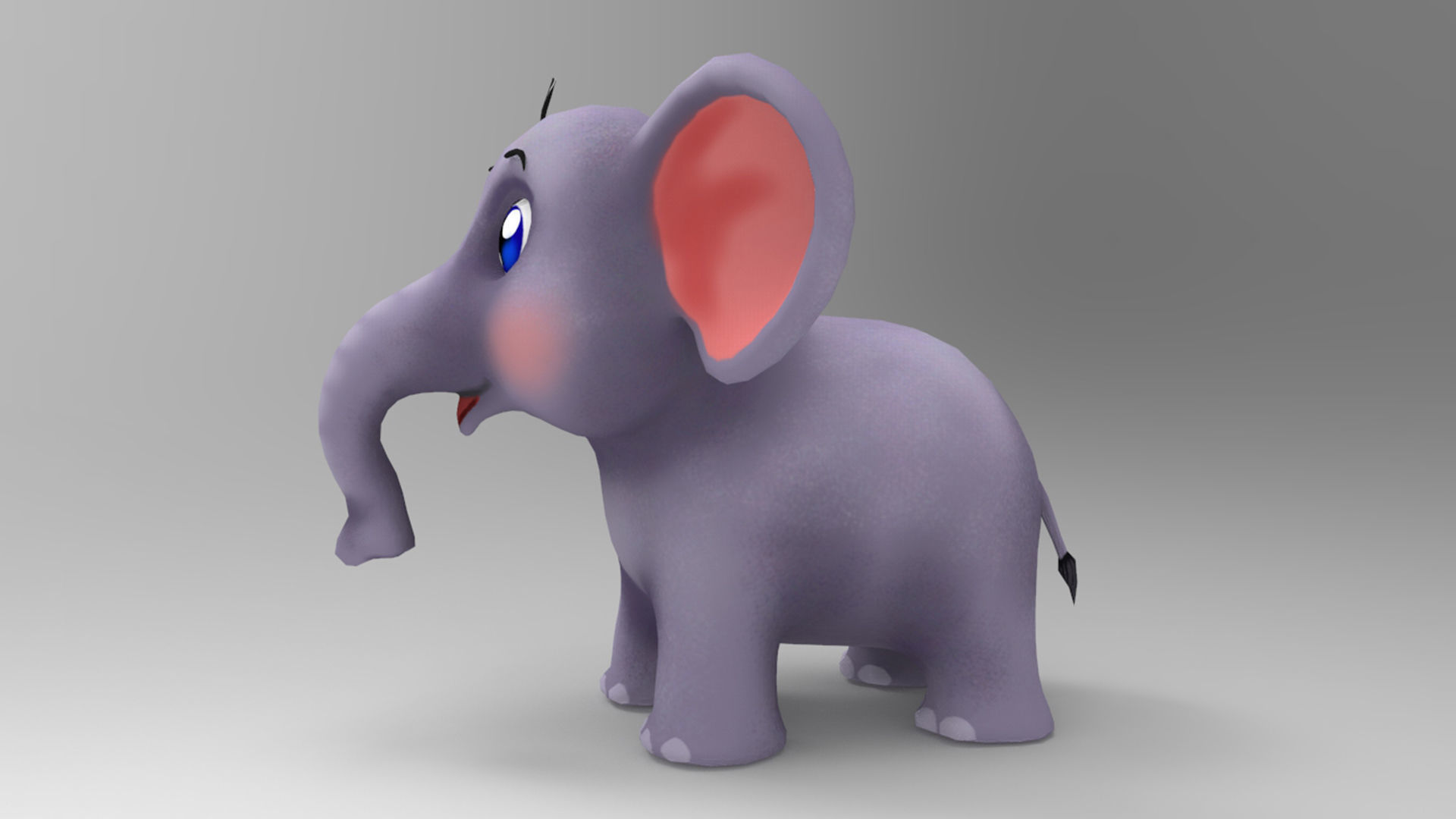 Elephant Cartoon Low-poly 3D model_2