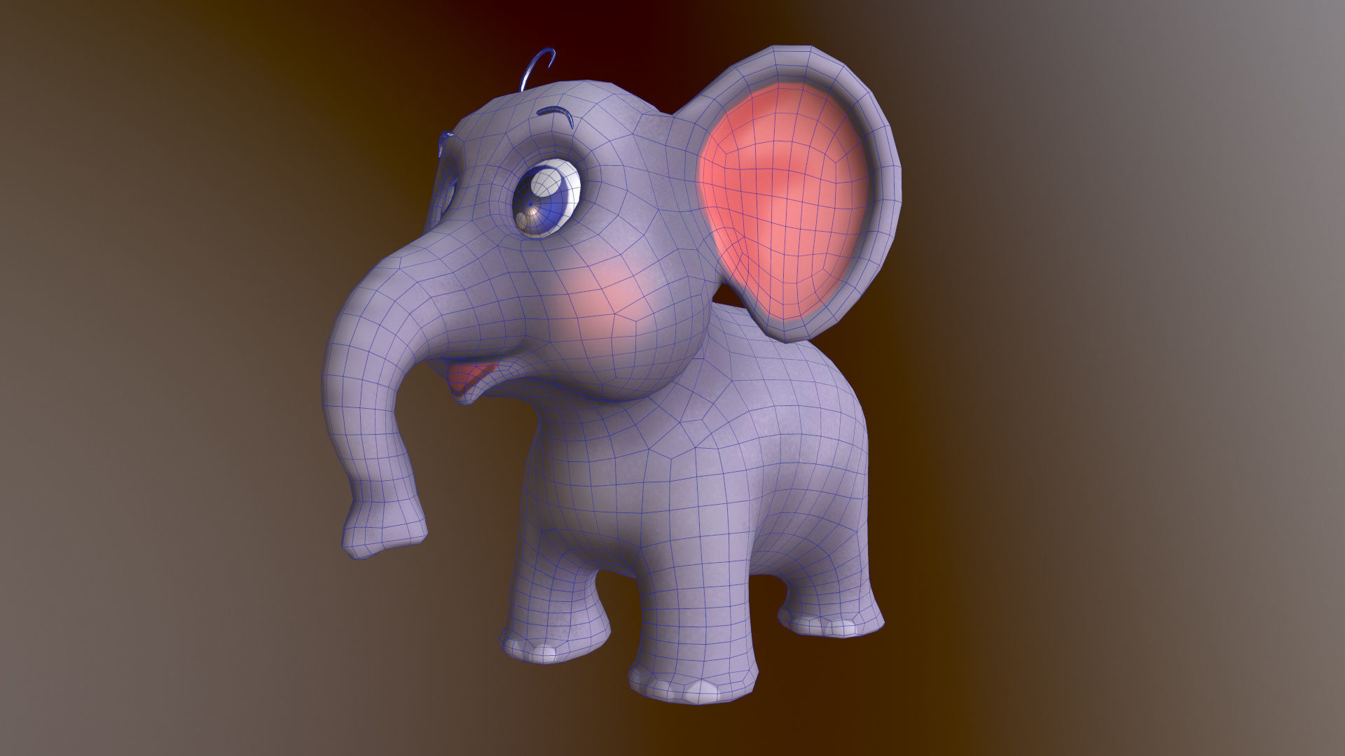 Elephant Cartoon Low-poly 3D model_5