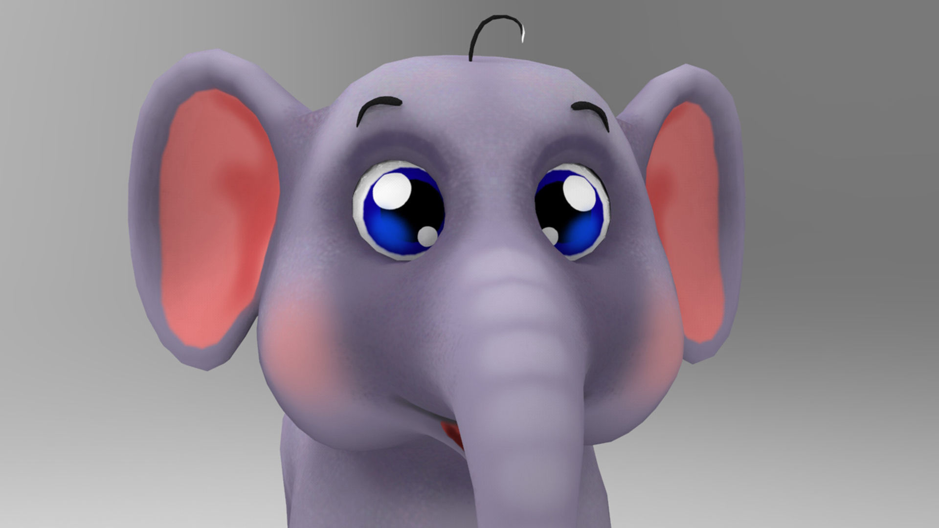 Elephant Cartoon Low-poly 3D model_4