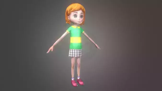 Cartoon Girl Character - Rig Expression 3D Model