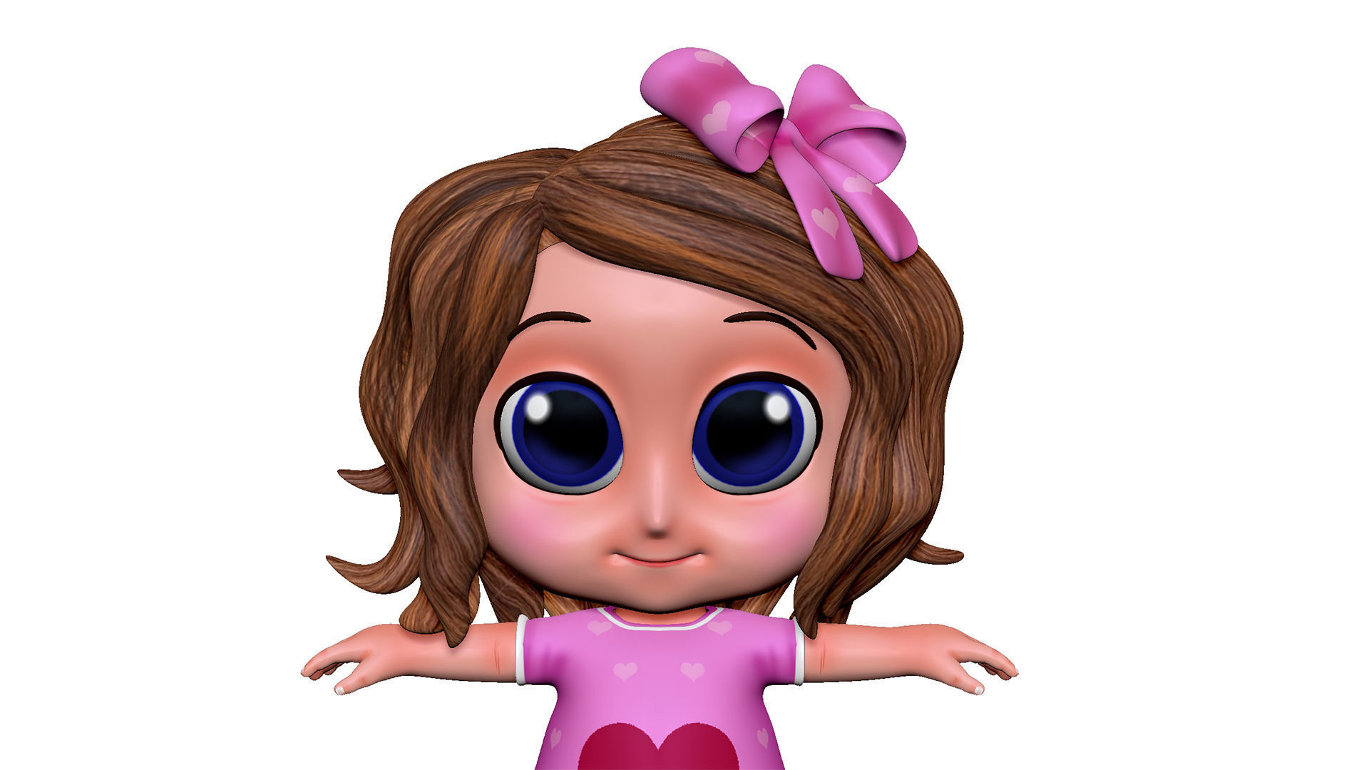 Cartoon Girl Low-poly 3D model_10