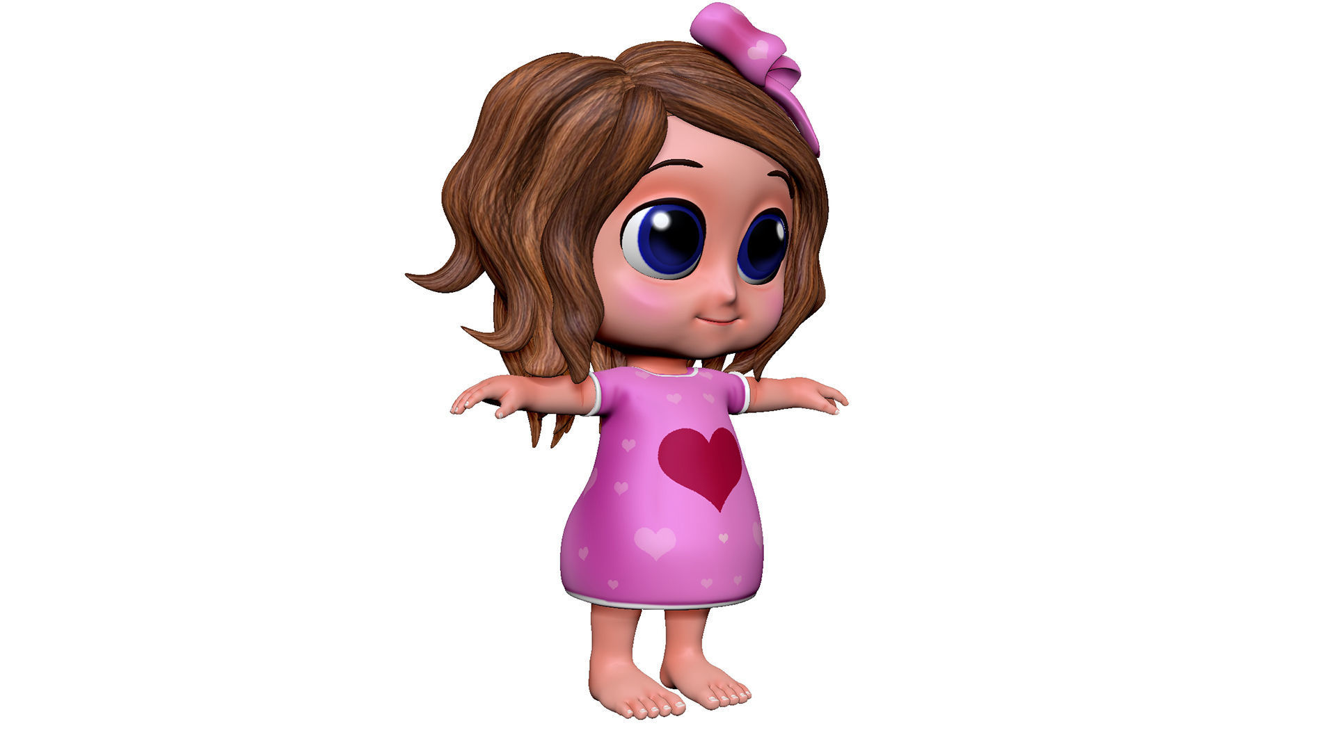 Cartoon Girl Low-poly 3D model_11