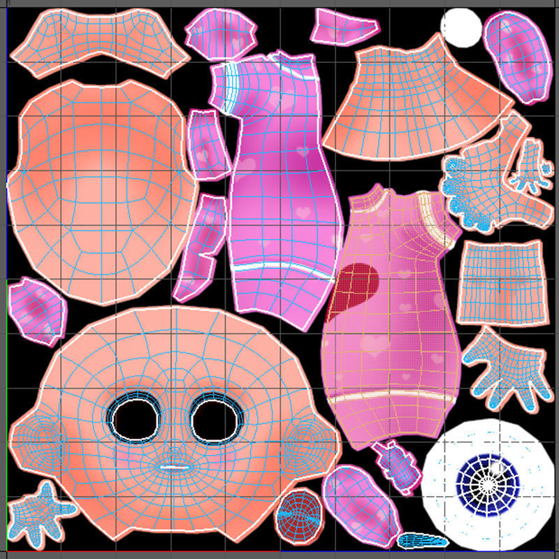 Cartoon Girl Low-poly 3D model_8