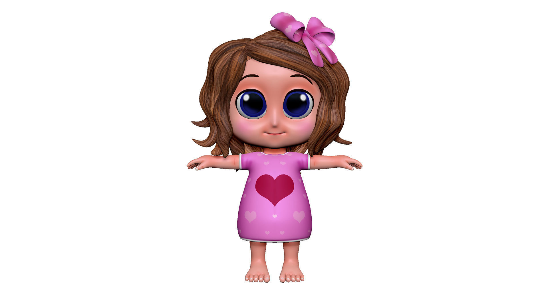 Cartoon Girl Low-poly 3D model_4