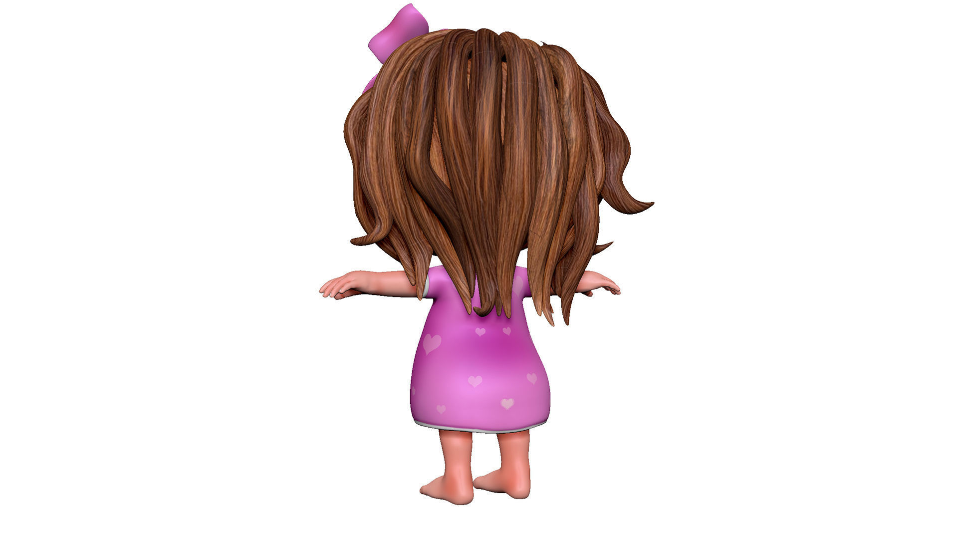 Cartoon Girl Low-poly 3D model_3