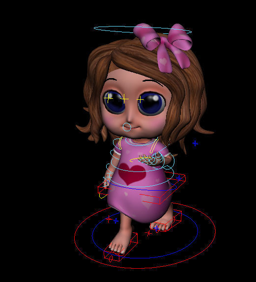 Cartoon Girl Low-poly 3D model_12