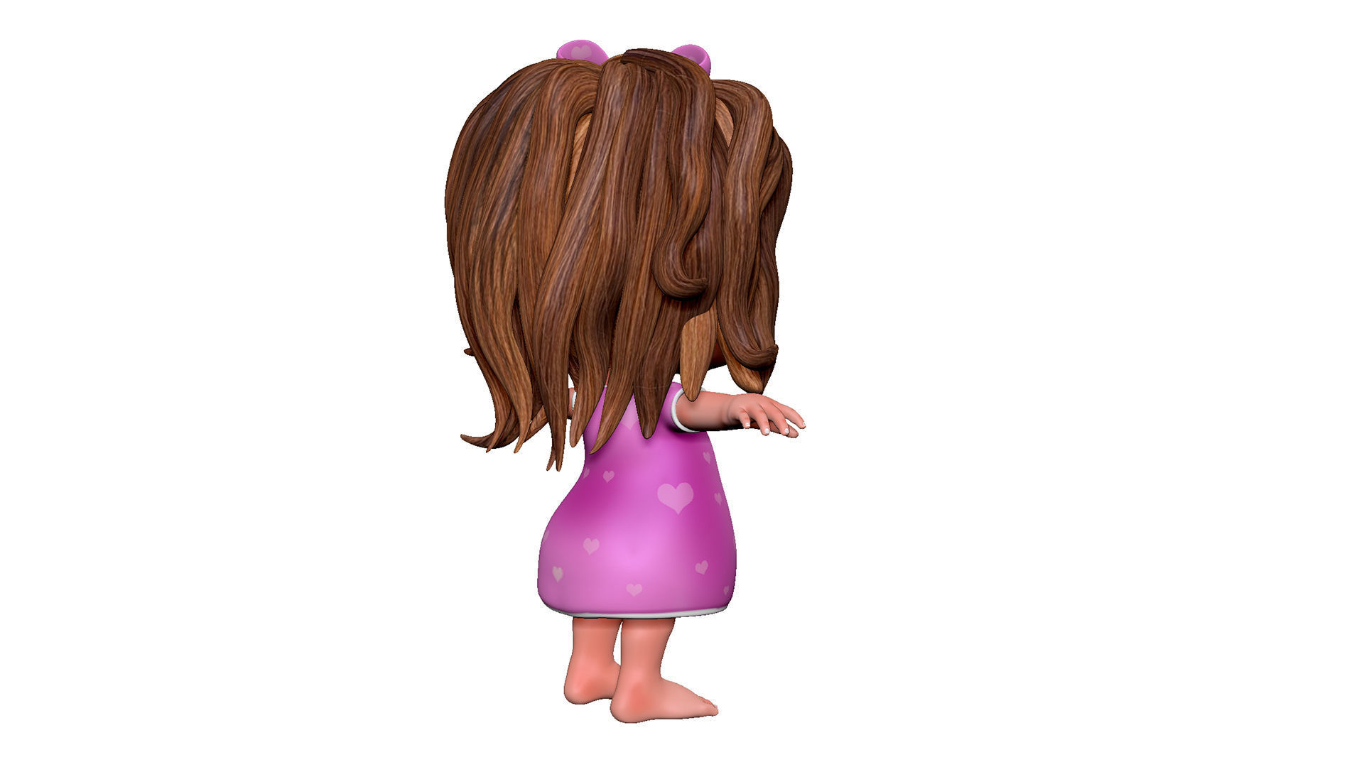 Cartoon Girl Low-poly 3D model_5