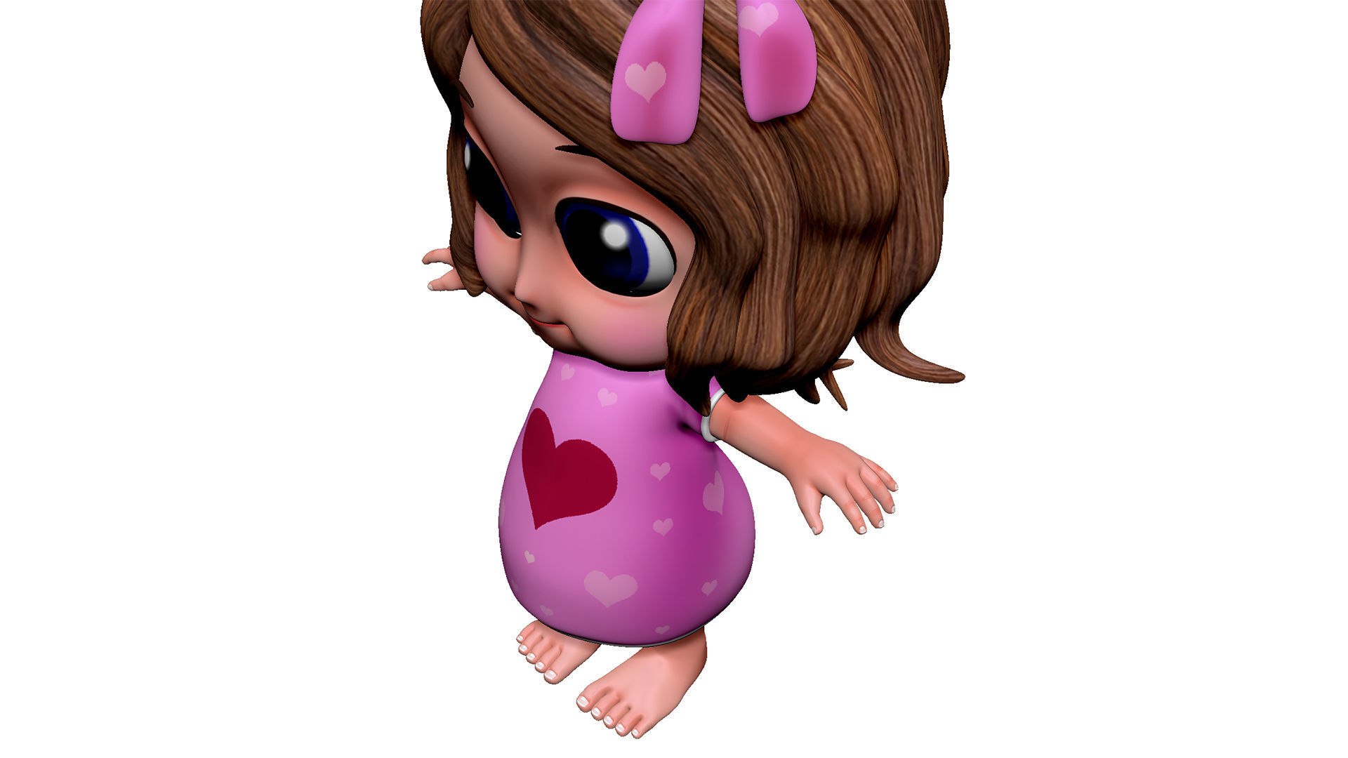 Cartoon Girl Low-poly 3D model_6