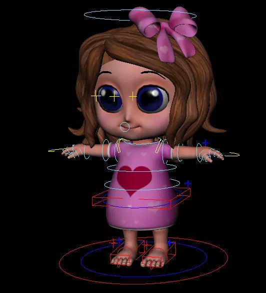 Cartoon Girl Low-poly 3D model_0