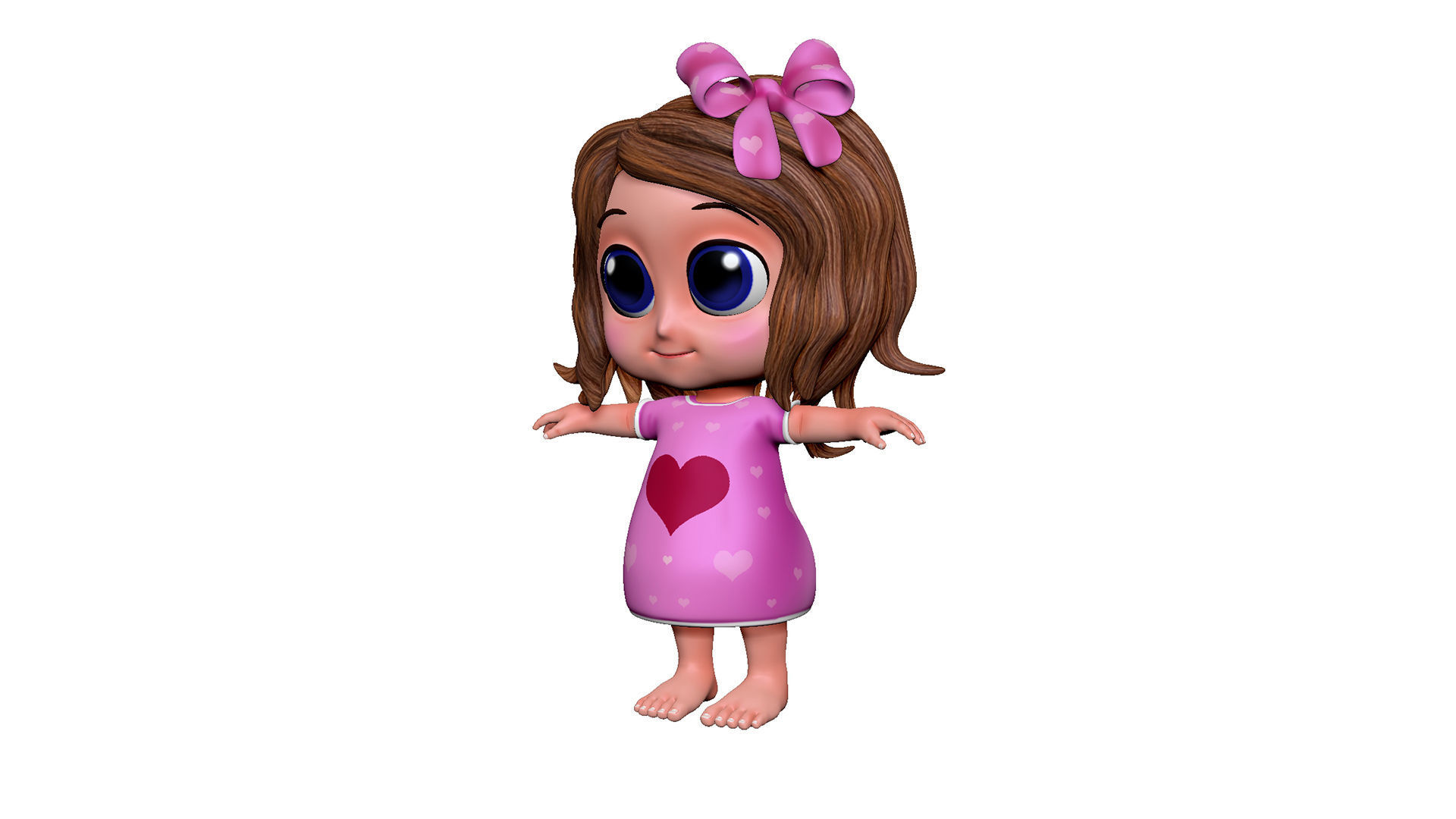 Cartoon Girl Low-poly 3D model_1