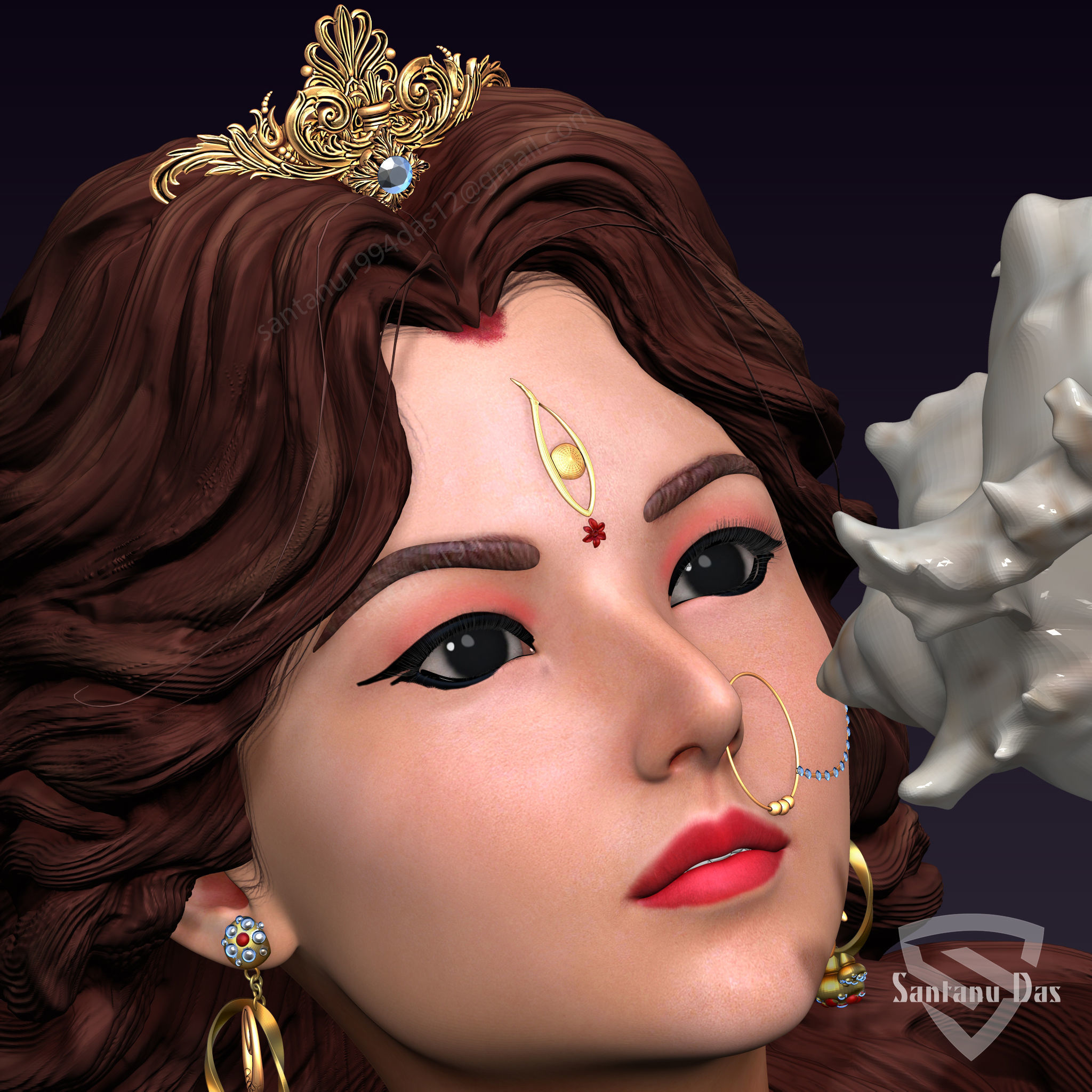 Durga 3d Print hindu goddess with lot of weapons 3D print model_9