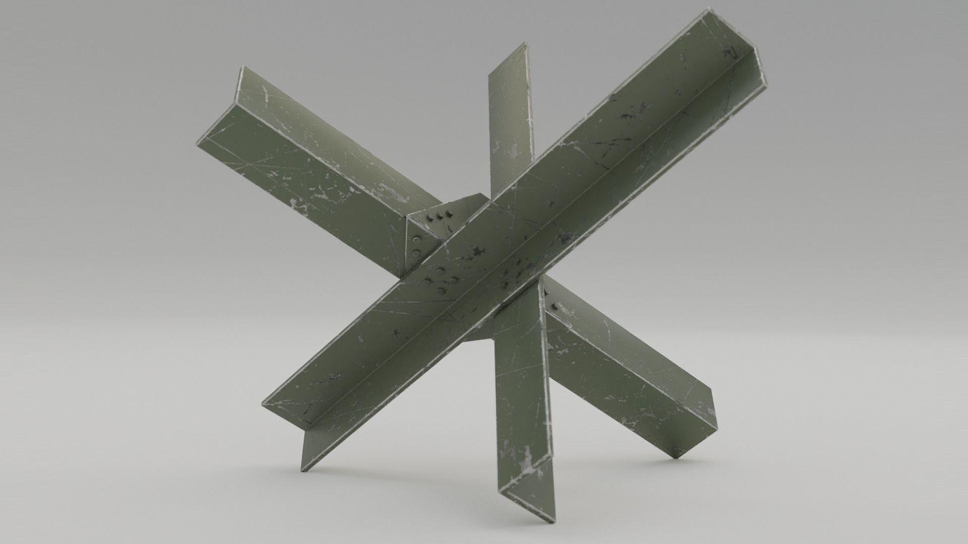 5 Hedgehogs Ant-tank - Low Poly Low-poly 3D model_1