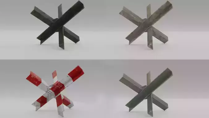 5 Hedgehogs Ant-tank - Low Poly Low-poly 3D model